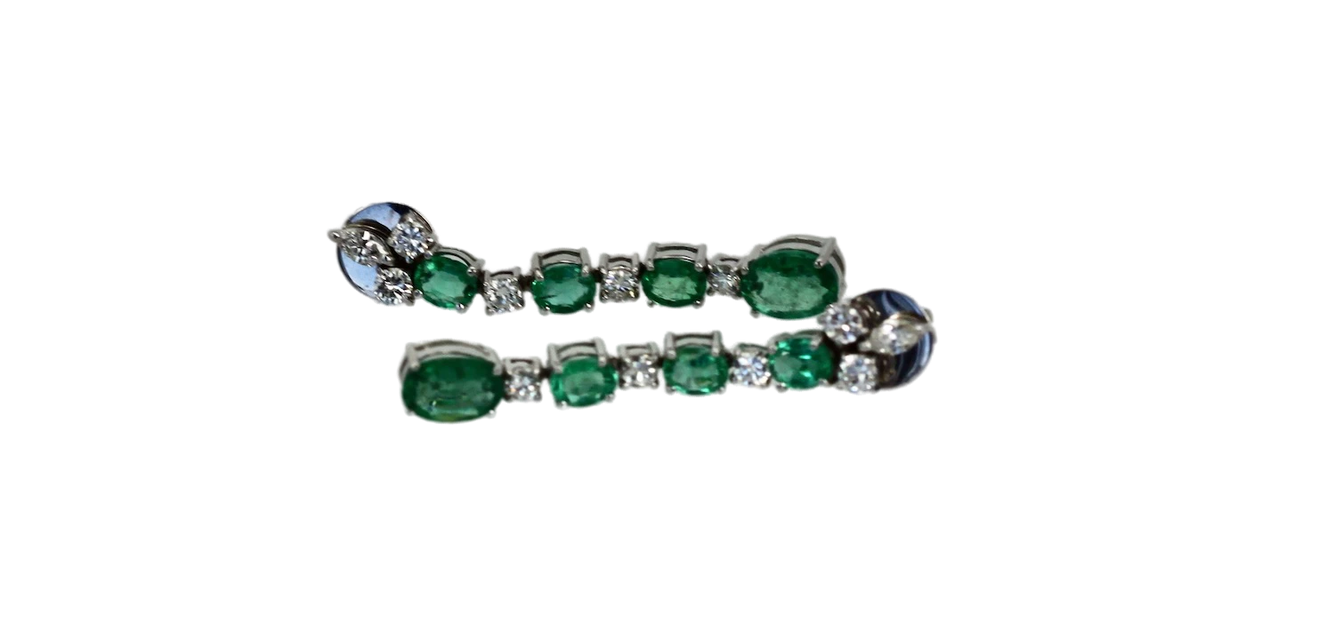 Emerald Drop Dangle Earrings 18K