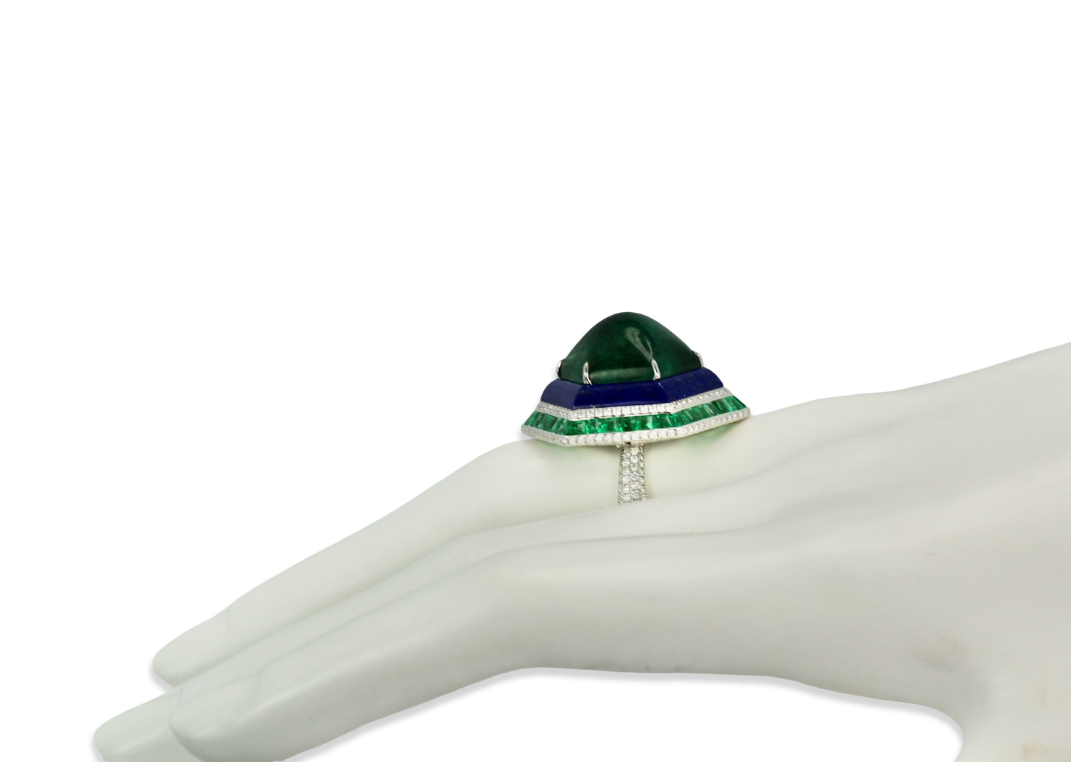 Emerald Lapis Diamond Ring 18K