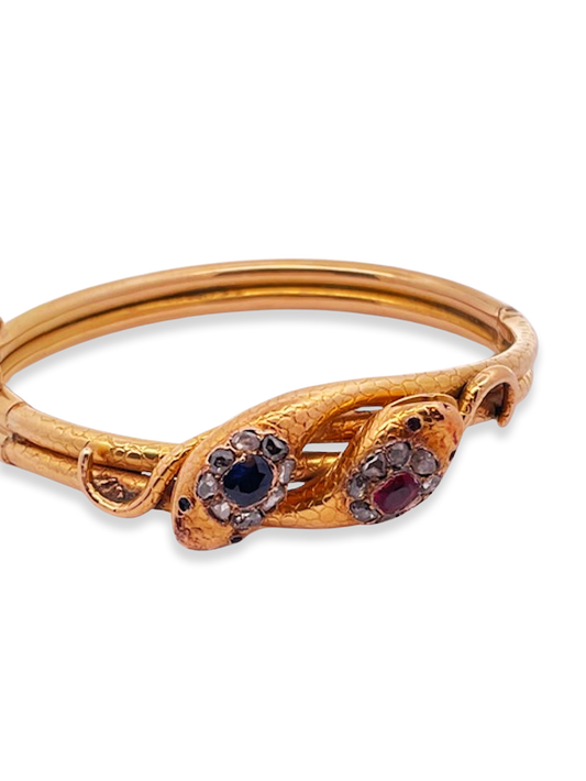 Antique Snake Bracelet Double head and body 18K 1880's