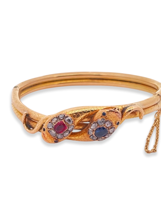 Antique Snake Bracelet Double head and body 18K 1880's