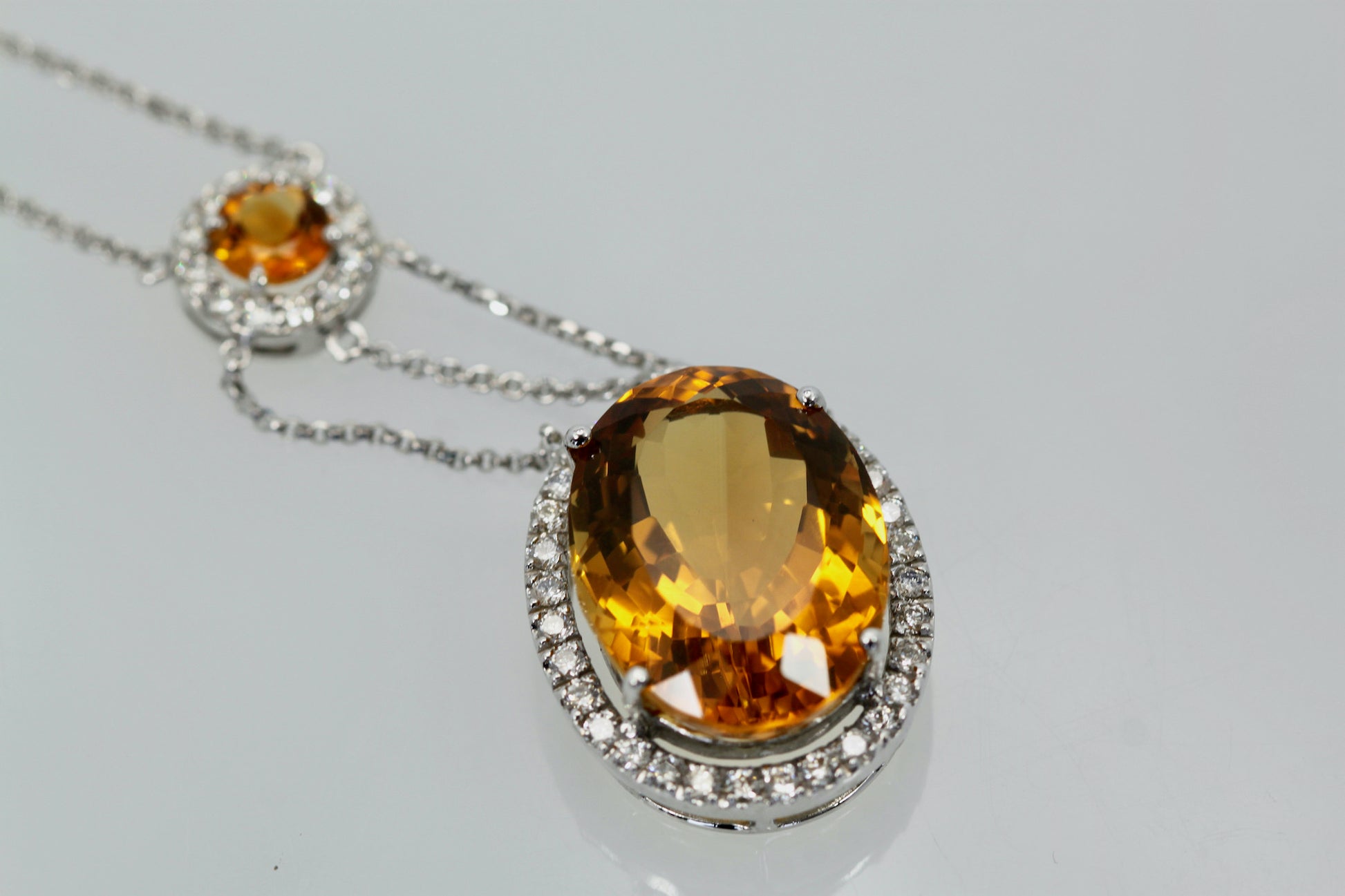 Citrine and diamond statement necklace