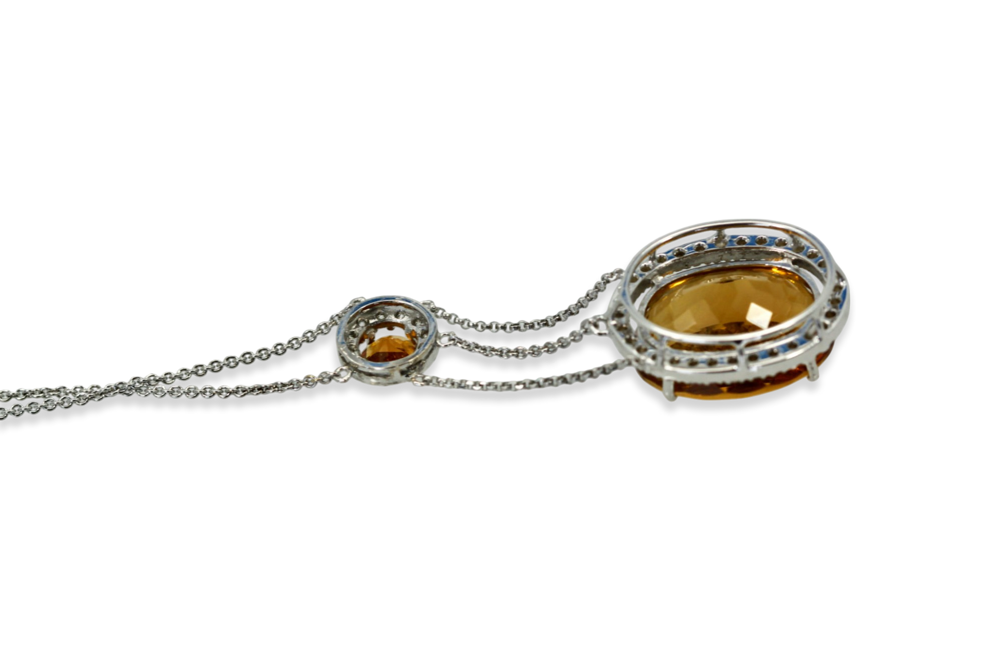 Mixed-cut citrine pendant with diamonds