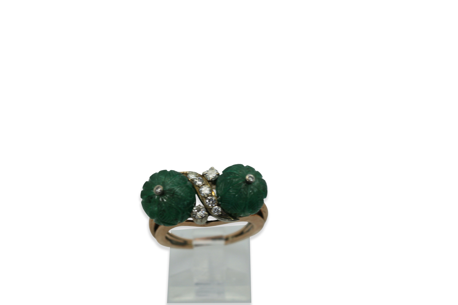Dual emerald diamond ring