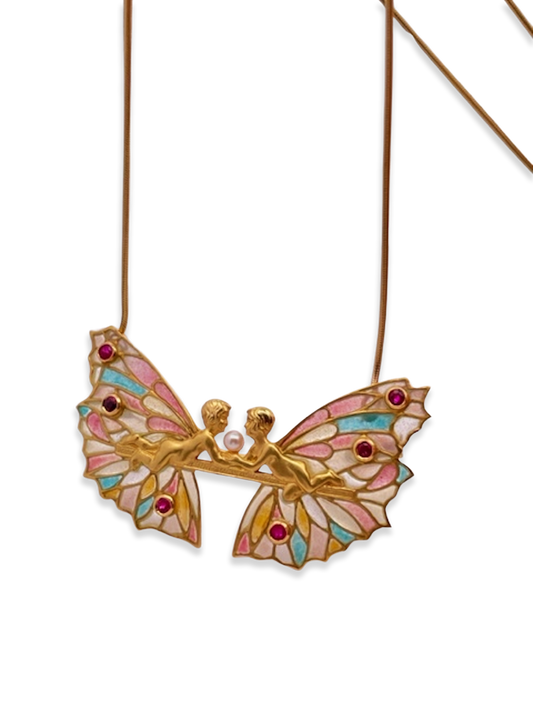 Masiera Plique a jour Brooch Pendant necklace