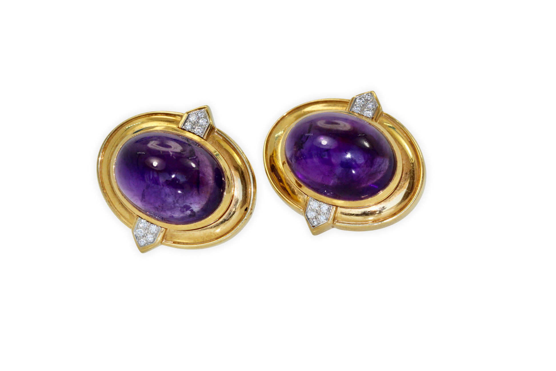 18K gold amethyst dome earrings