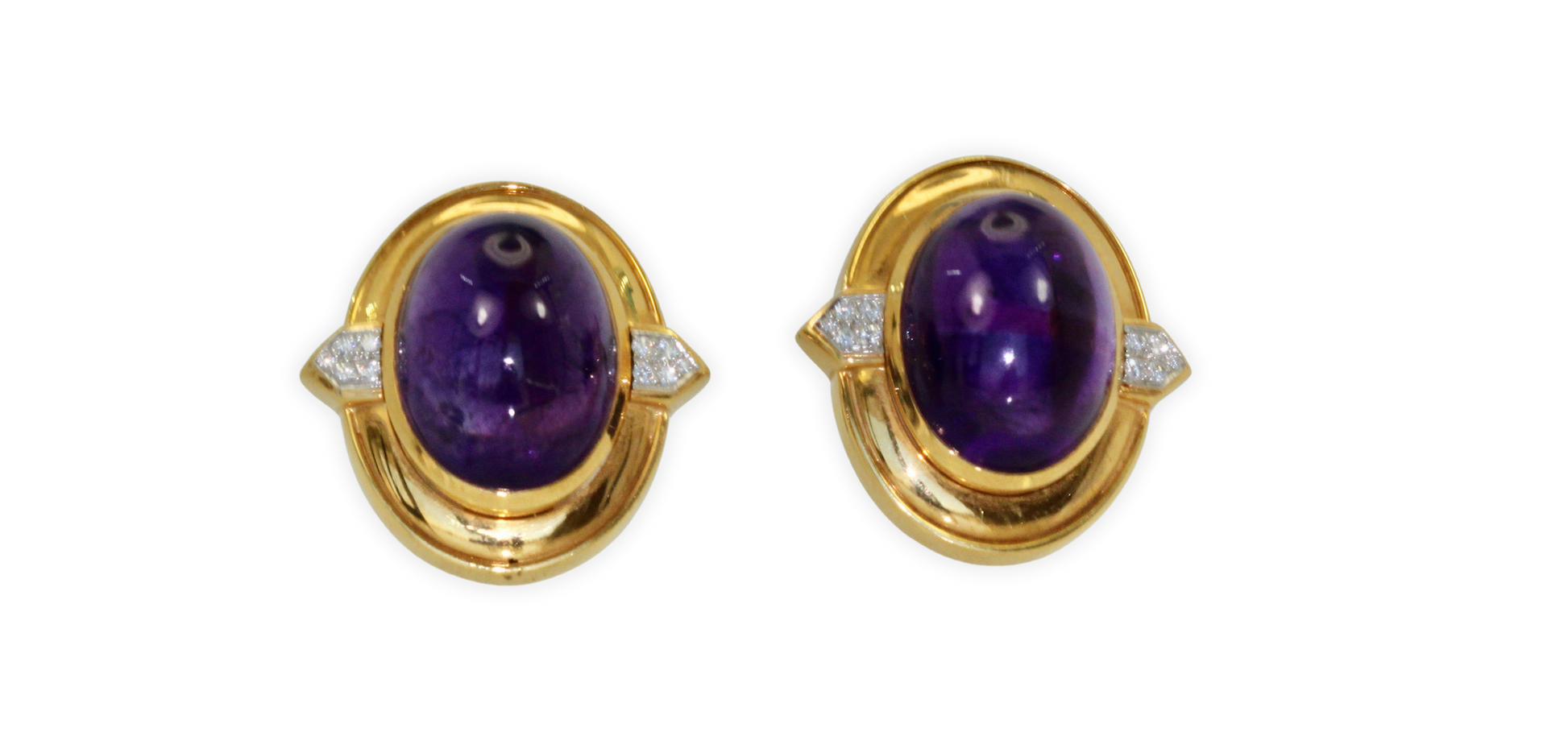 18K gold amethyst dome earrings