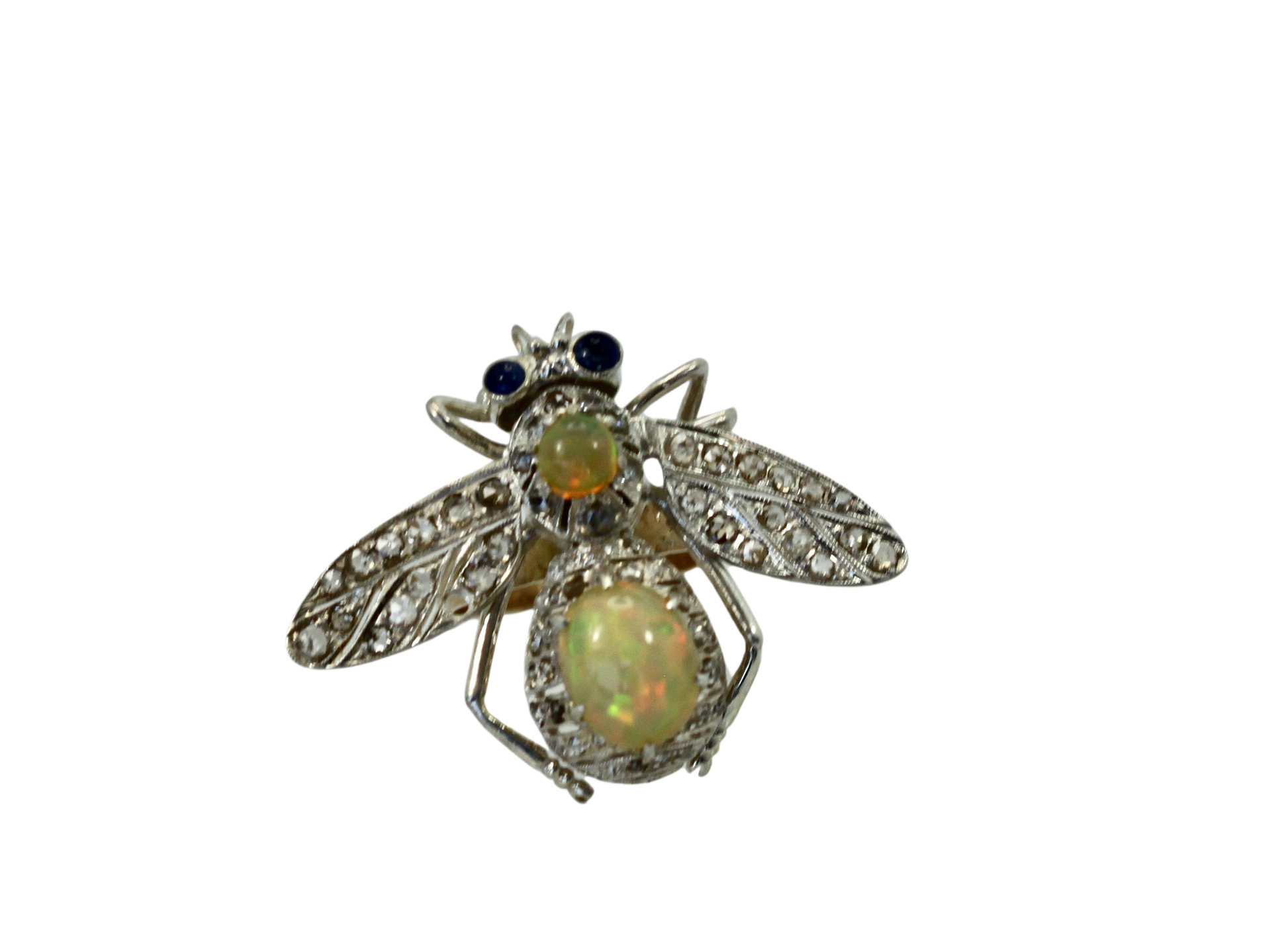 Mixed metal butterfly with opal

