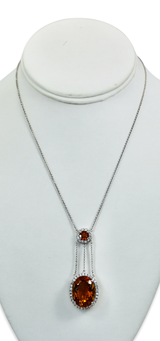 Yellow gemstone necklace with diamonds