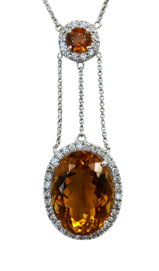 Citrine and diamond statement necklace