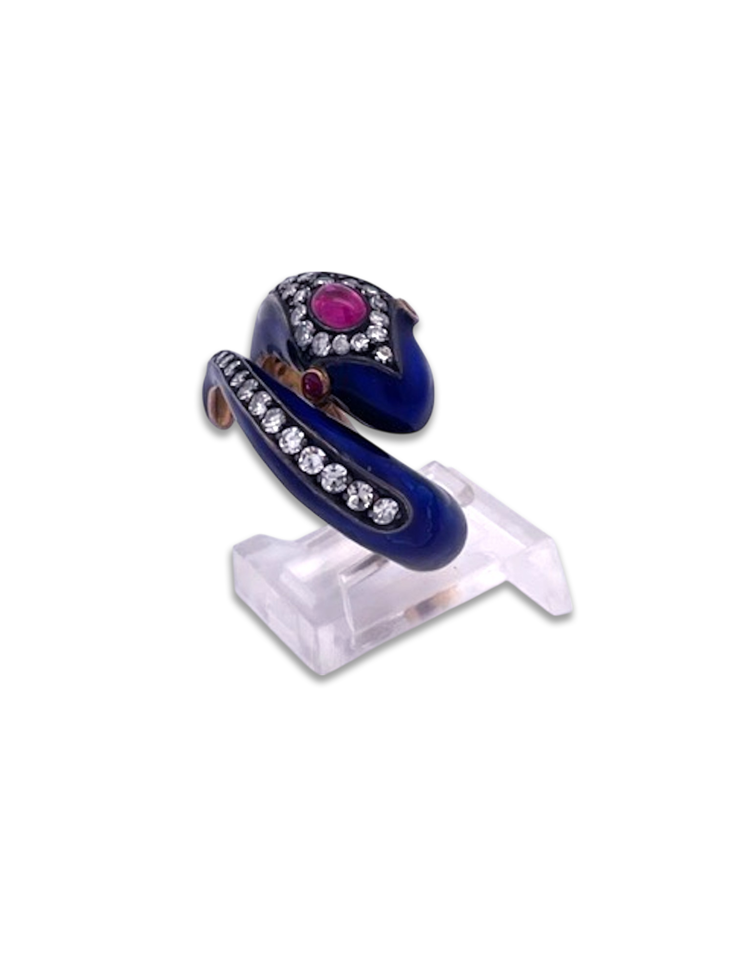 Unique 18K snake ring from 1800s with gems