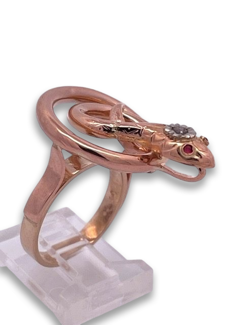 Snake Ring with Ruby Eyes