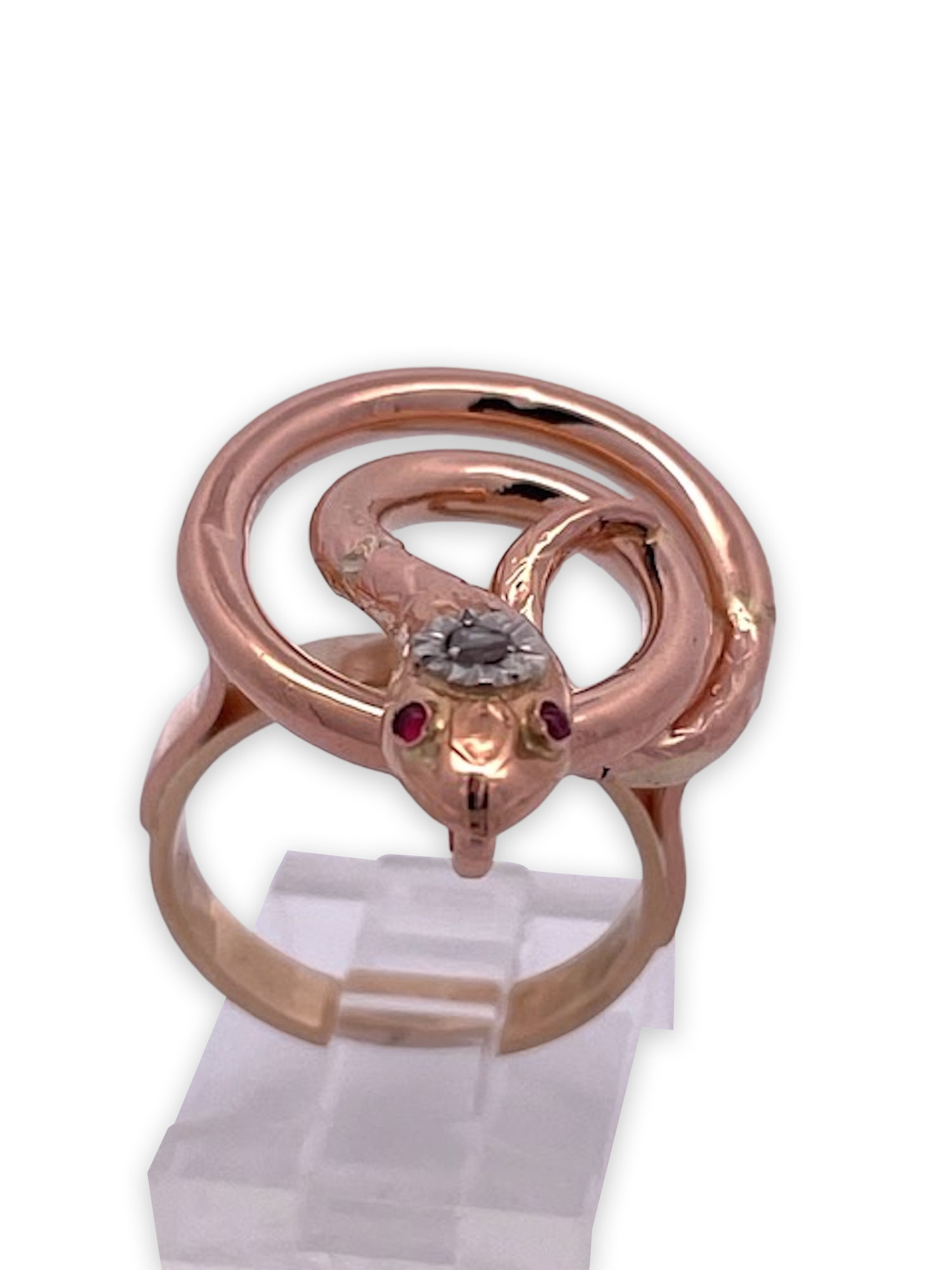 Vintage 15K Snake Ring with Rubies