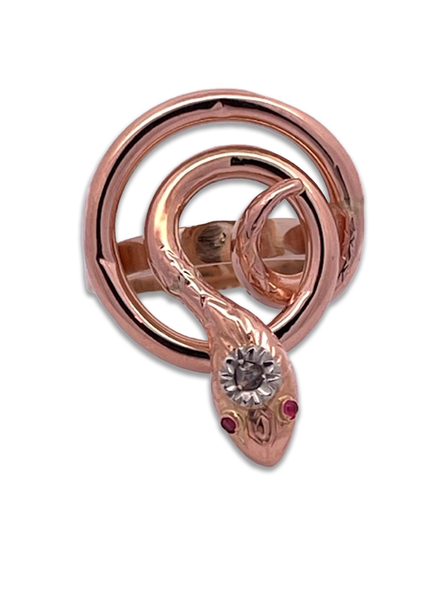 15K Gold Snake Ring with Diamond