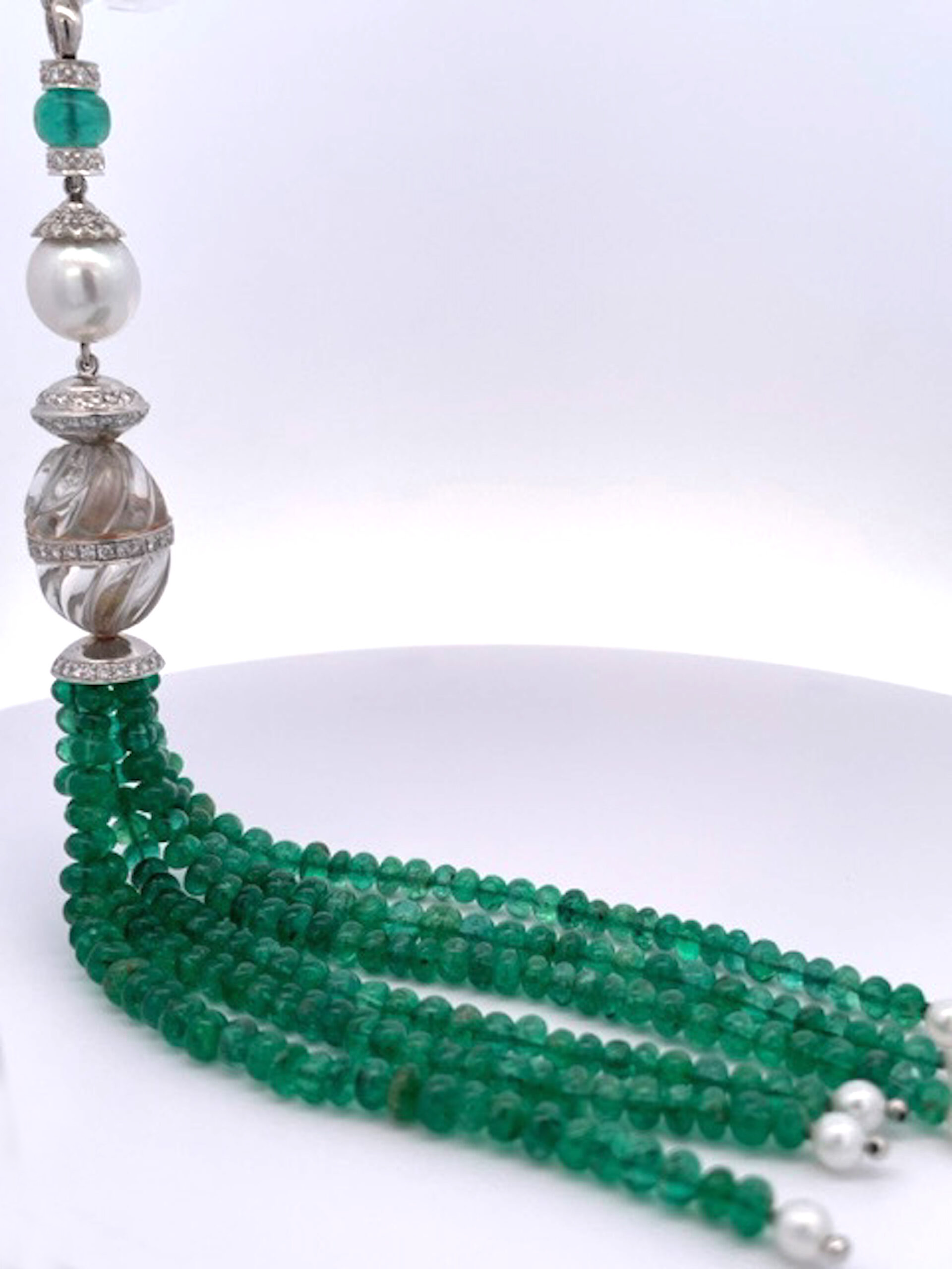Elegant Diamond and Emerald tassel drop