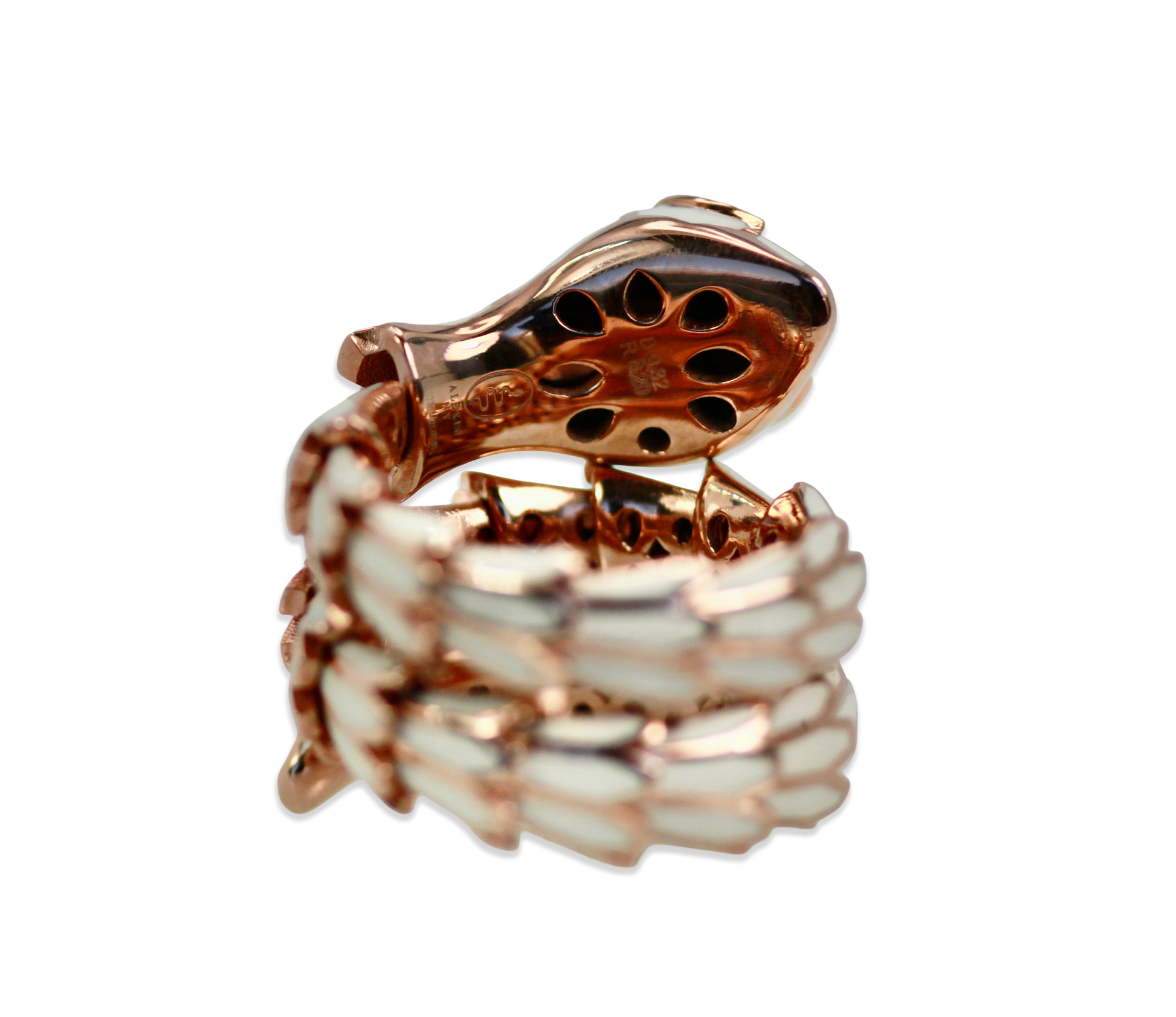 Enamel serpent ring in 18K