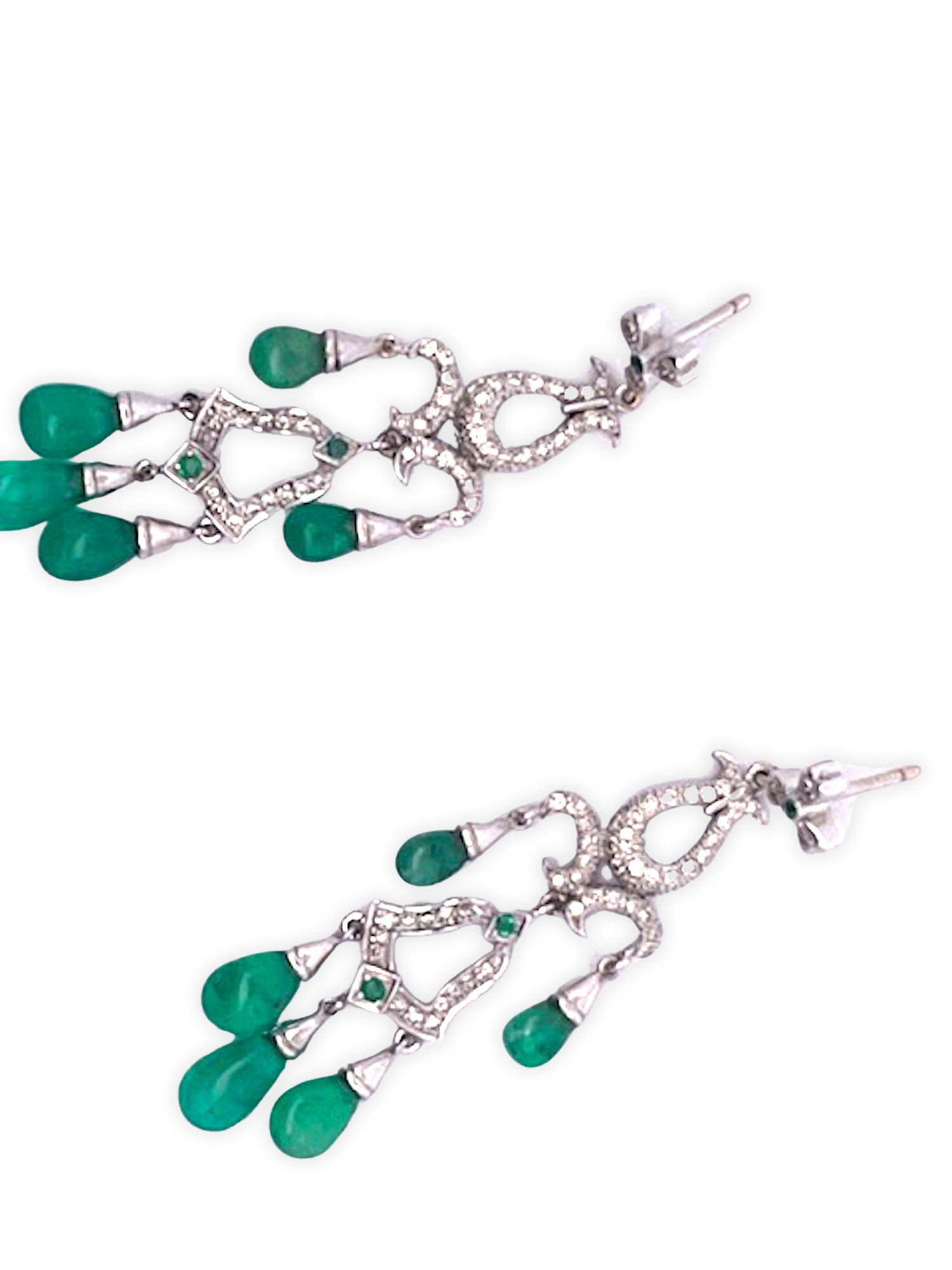 Chandelier earrings with emeralds
