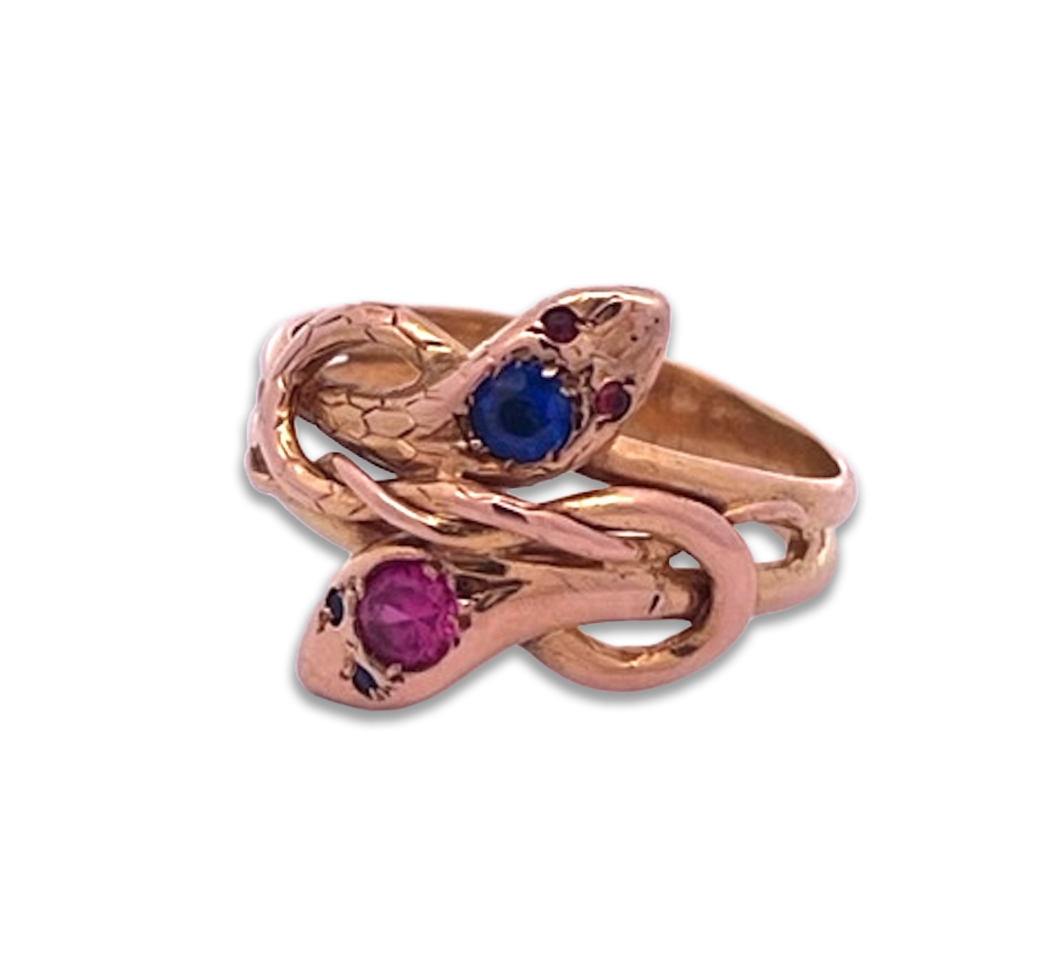 Vintage snake ring with sapphire accents