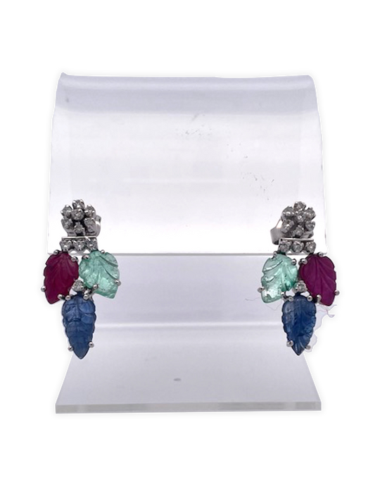 Bright multicolor earrings, 14K
