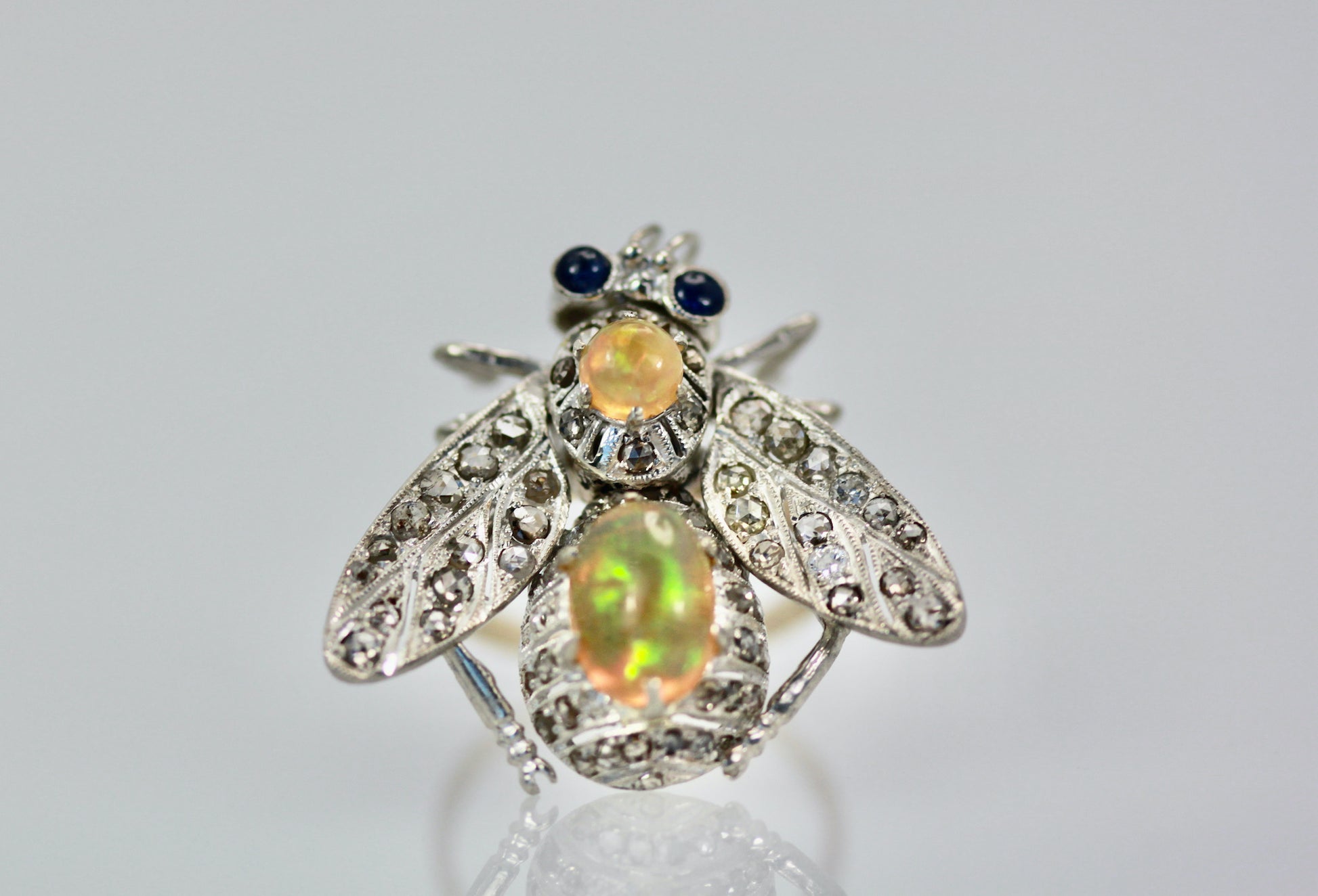 Silver-winged butterfly, 14K gold