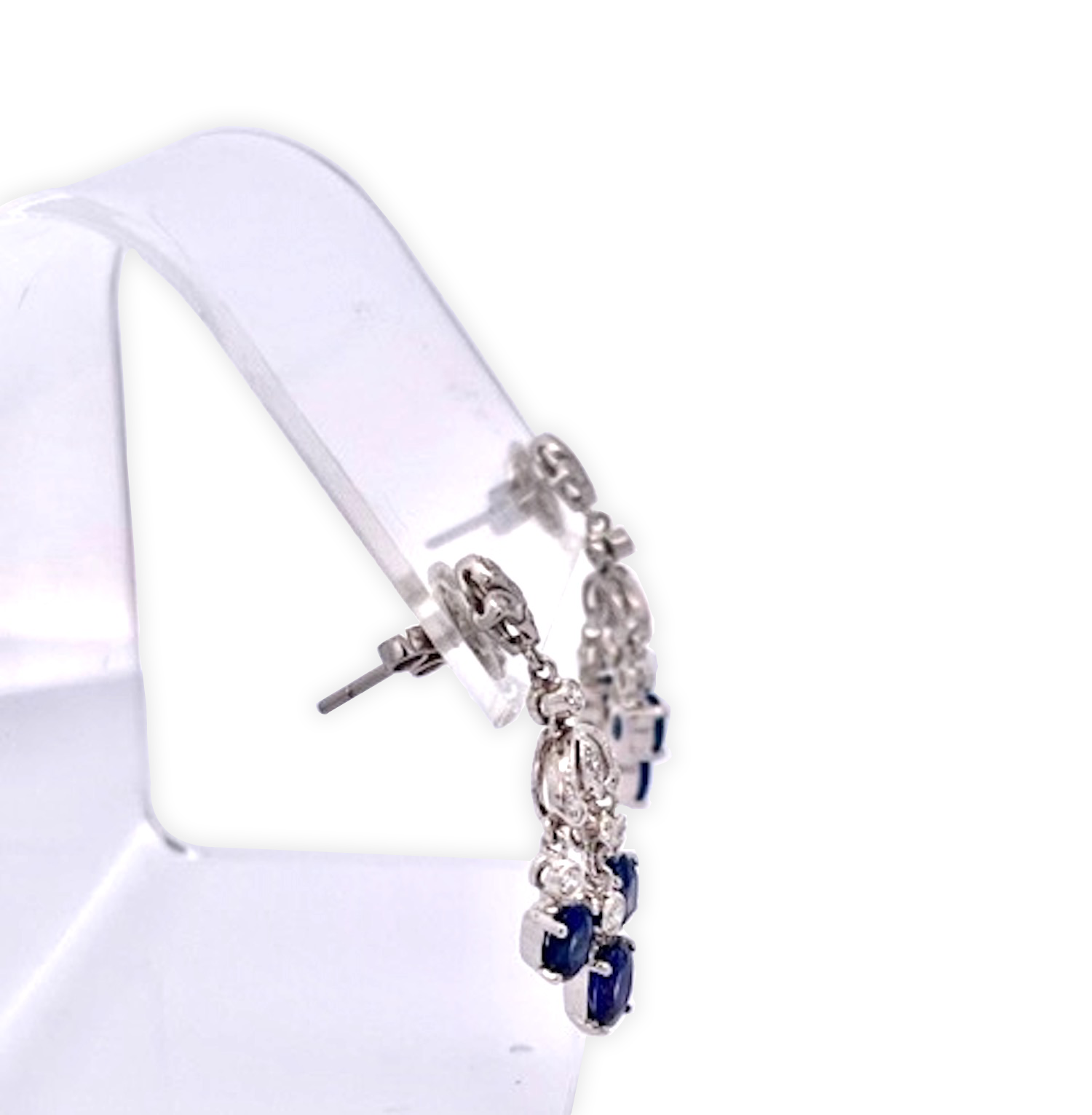 Deep blue sapphire tassel earrings 18K