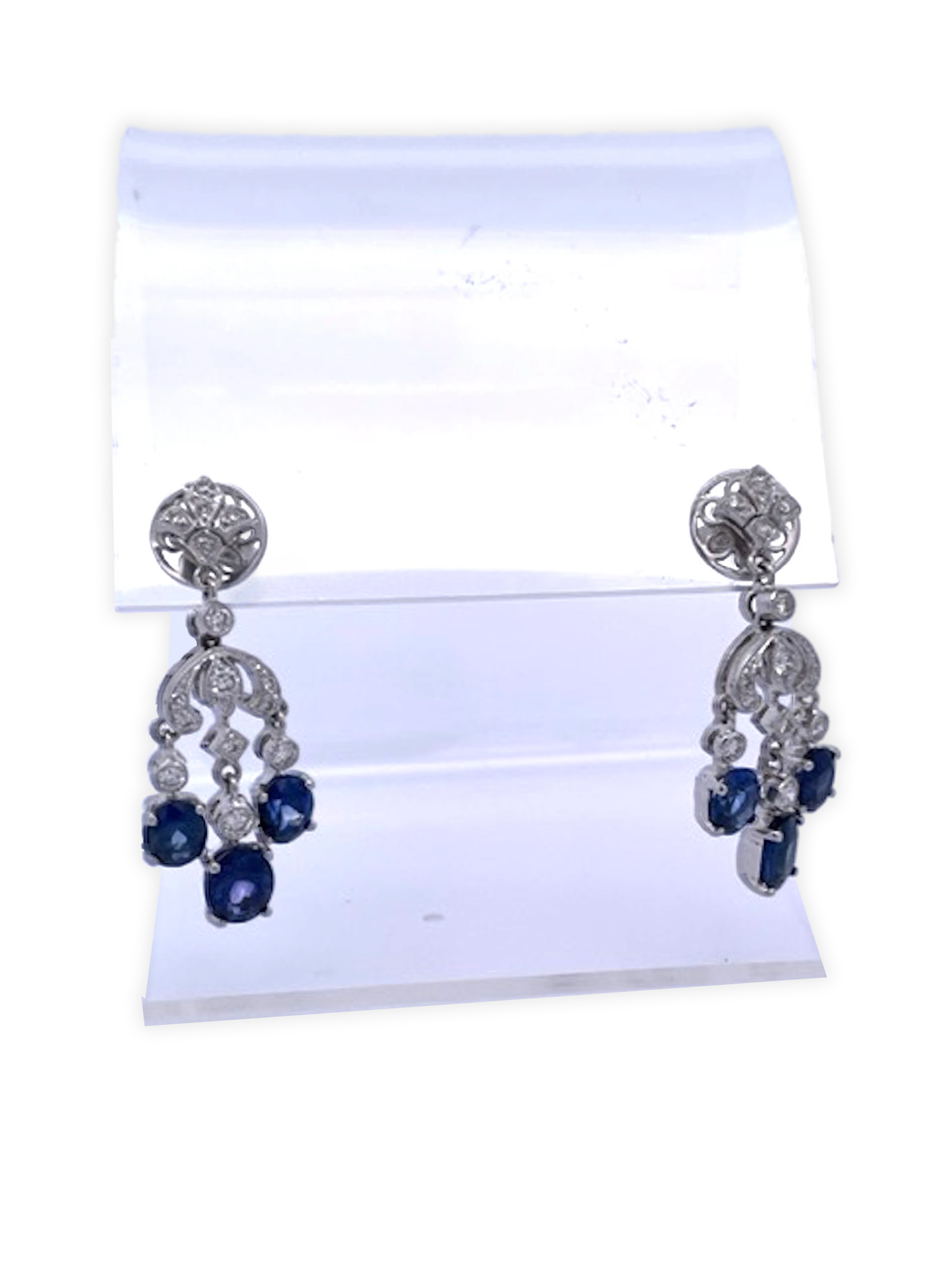 Deep blue sapphire tassel earrings 18K