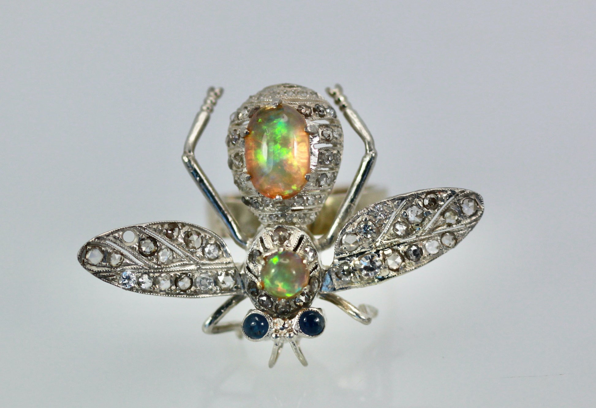 Mixed metal butterfly with opal


