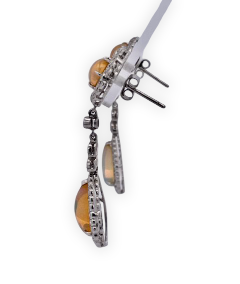 Shimmering Jelly Opal and diamond earrings