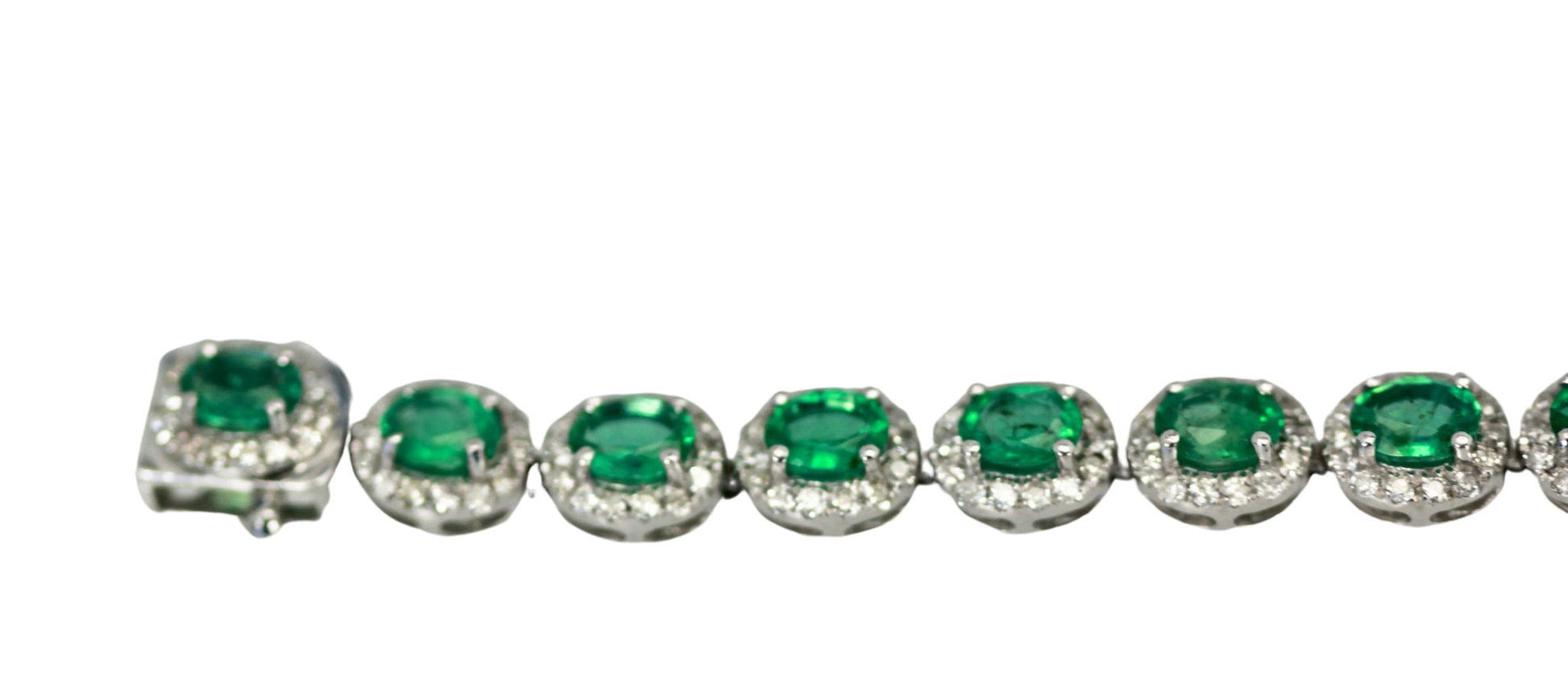 Platinum link bracelet with gems