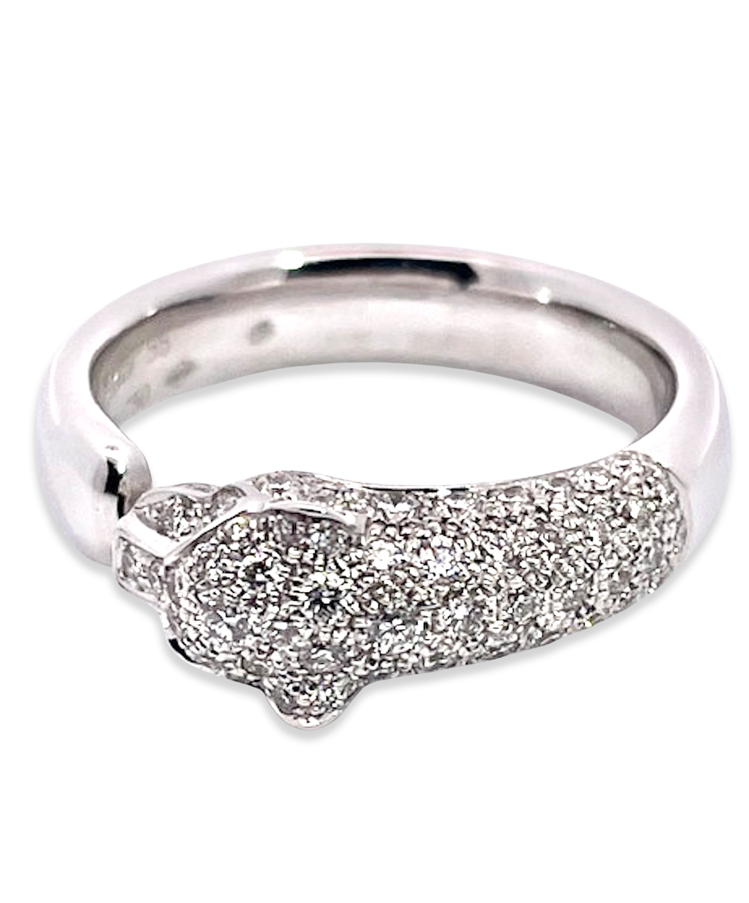 Delicate Cartier Panthere ring, emerald and onyx