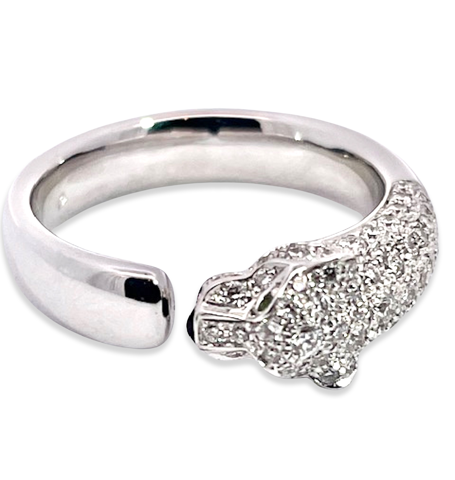 Cartier stackable Panthere ring with emerald eyes