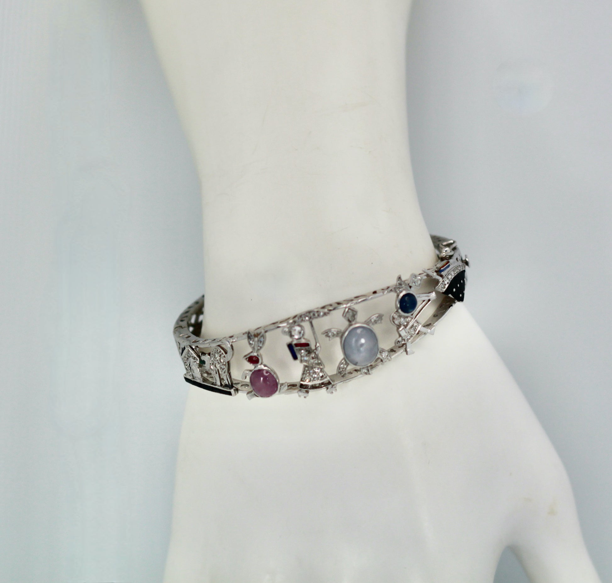 Deco-style platinum bracelet
