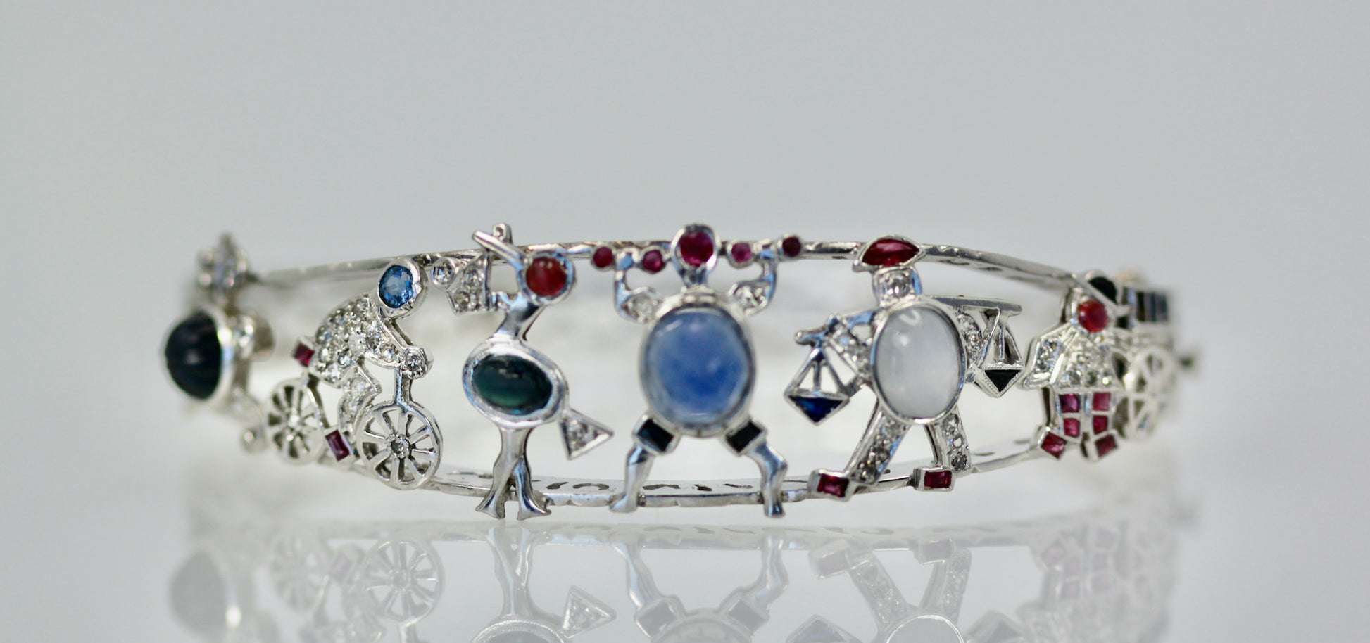 Art Deco Platinum Charms on Bracelet (2)