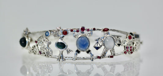 Art Deco Platinum Charms on Bracelet (2)