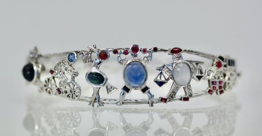 Art Deco Platinum Charms on Bracelet (2)