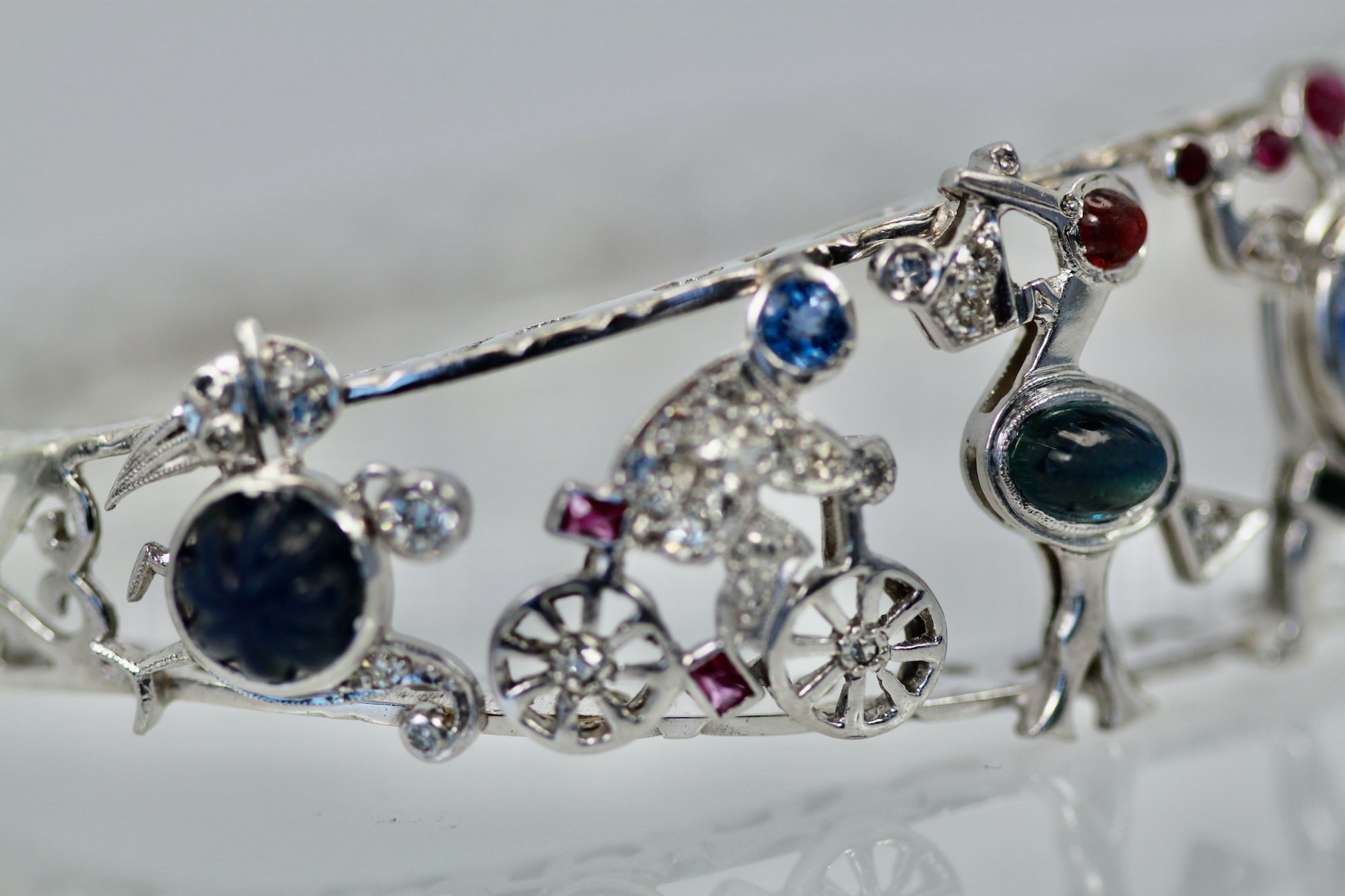 Art Deco Platinum Charms on Bracelet (2)