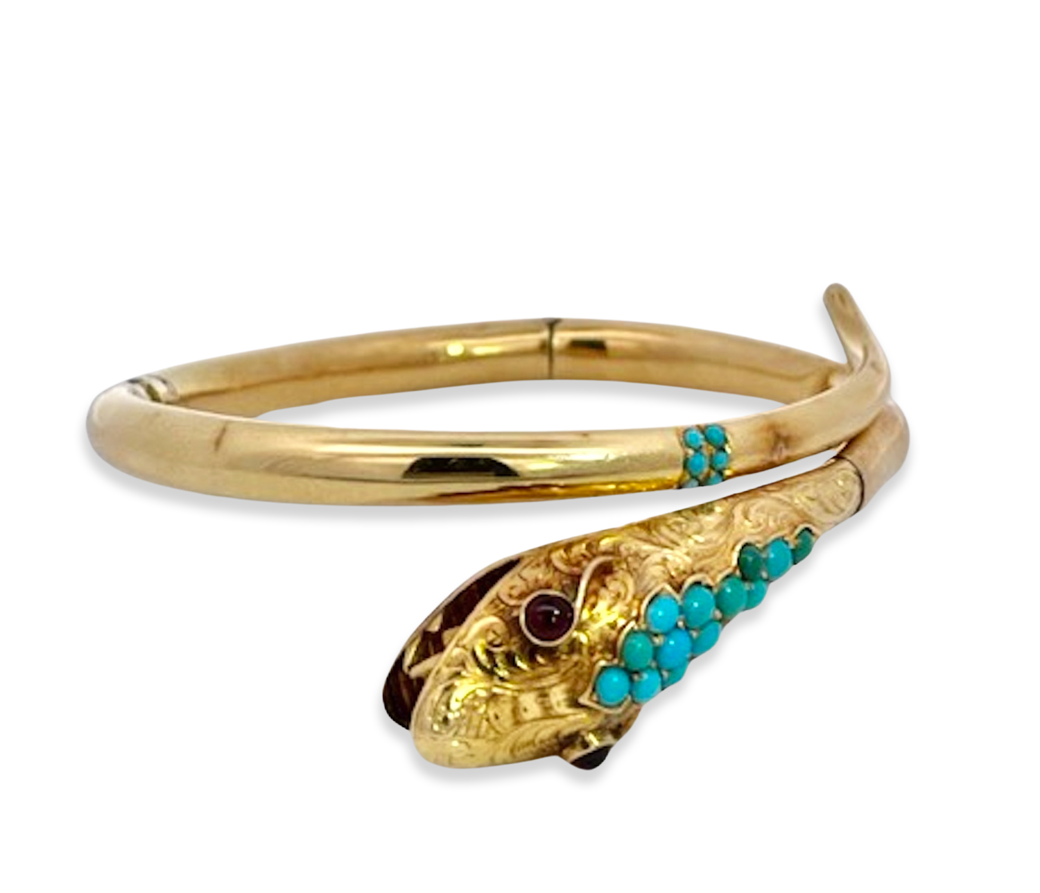 Gold serpent bracelet with turquoise
