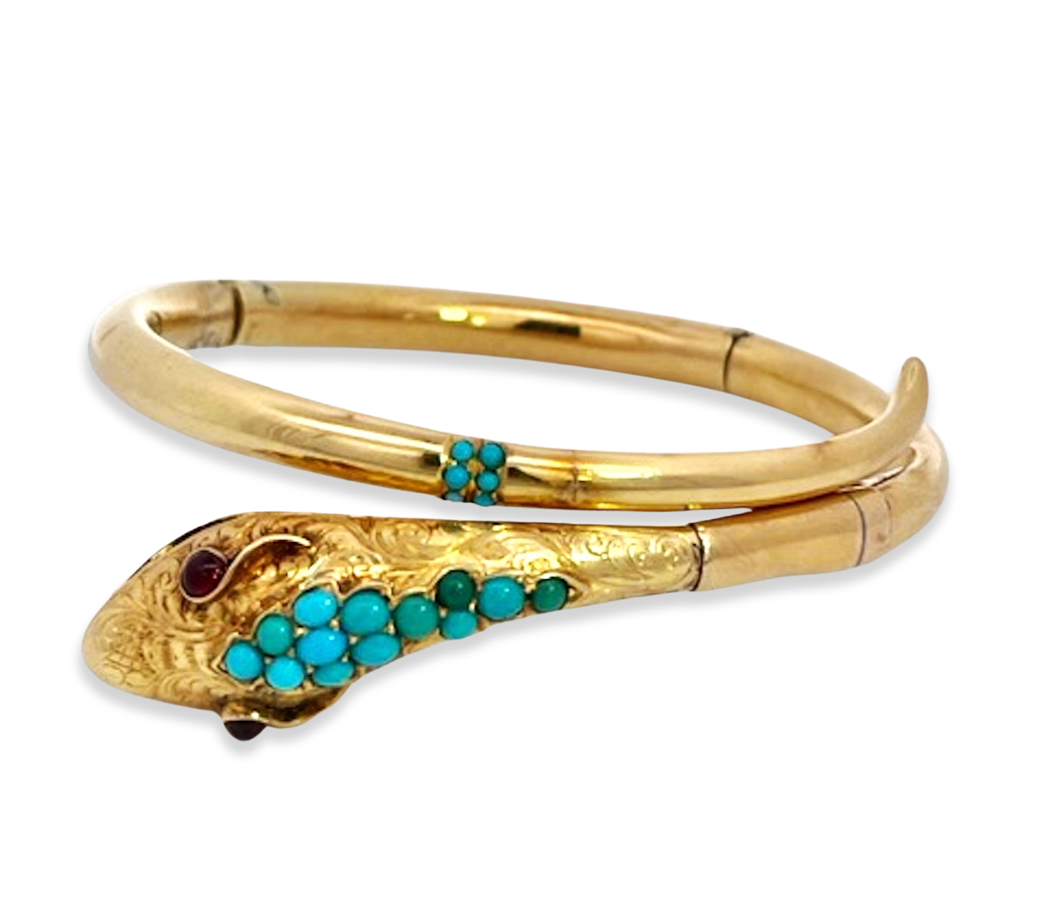 14K snake cuff with turquoise