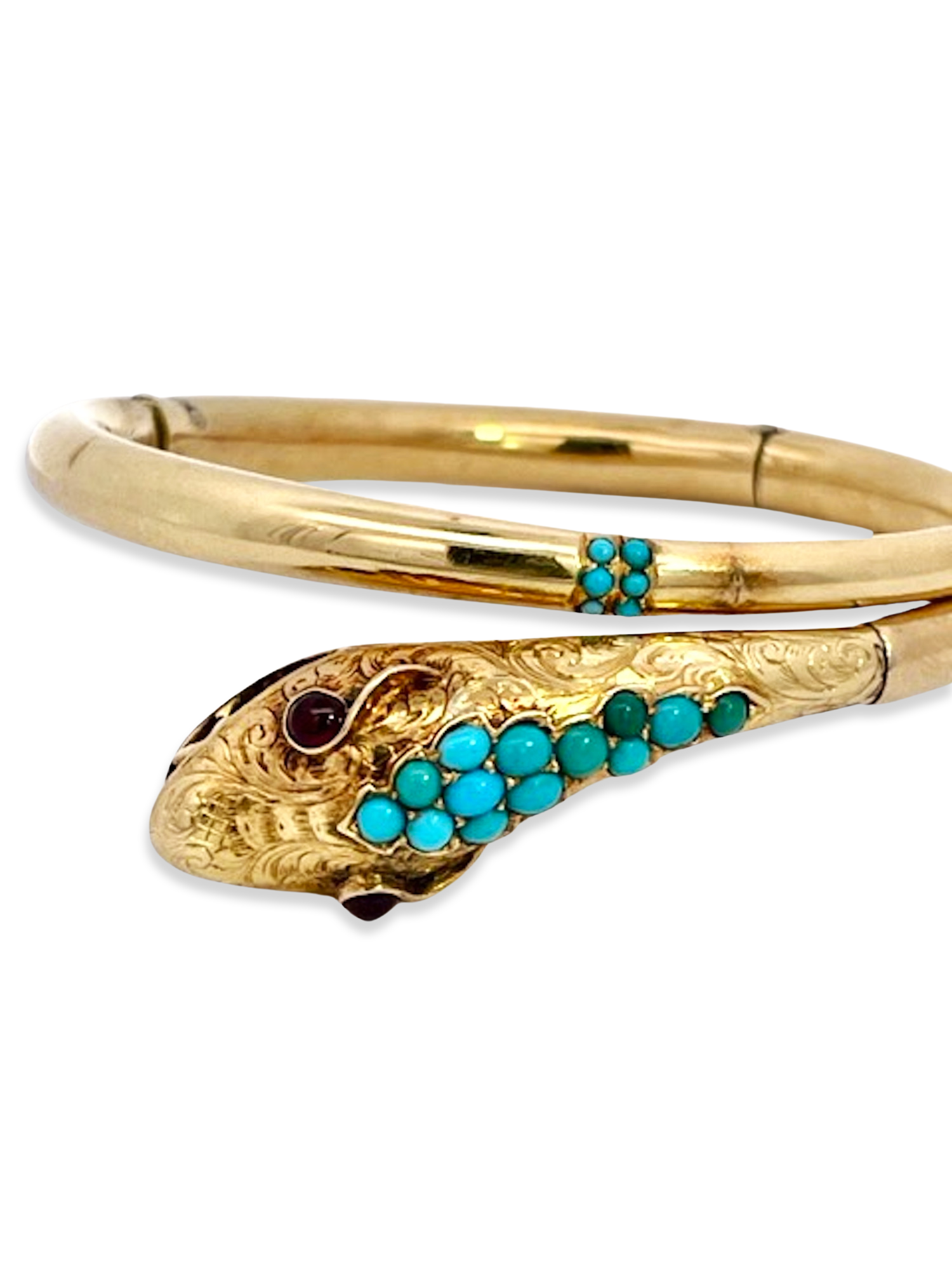 14K turquoise snake bracelet