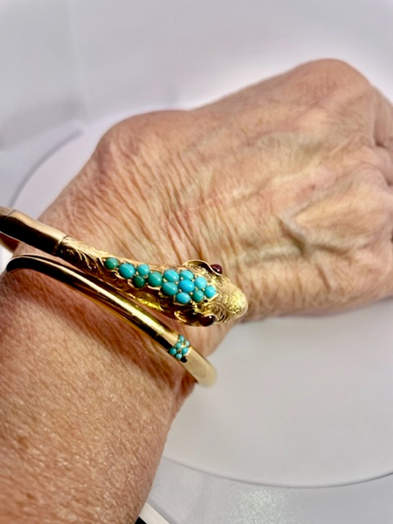 14K turquoise snake bracelet