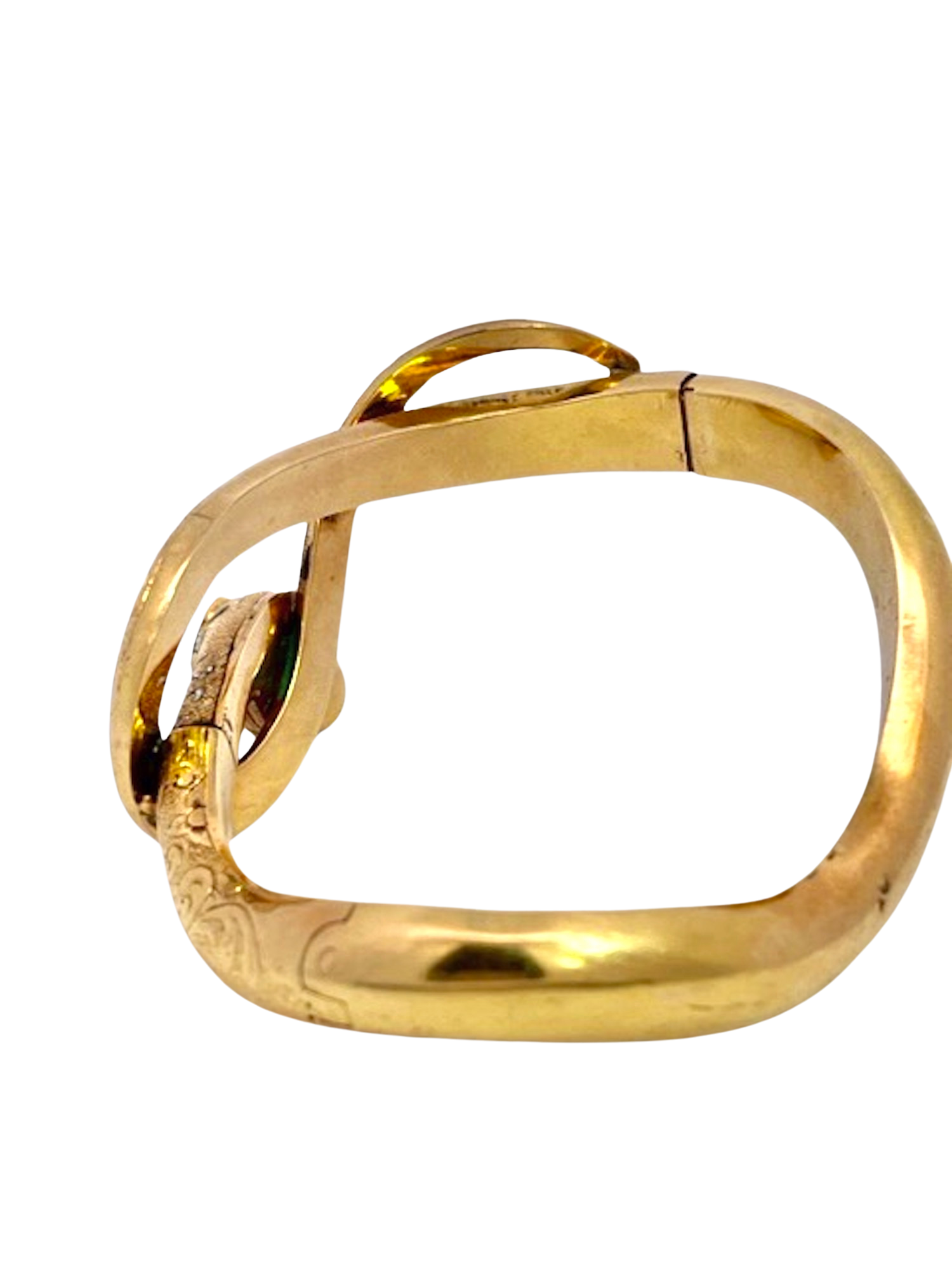 Snake bracelet with emerald, 14K