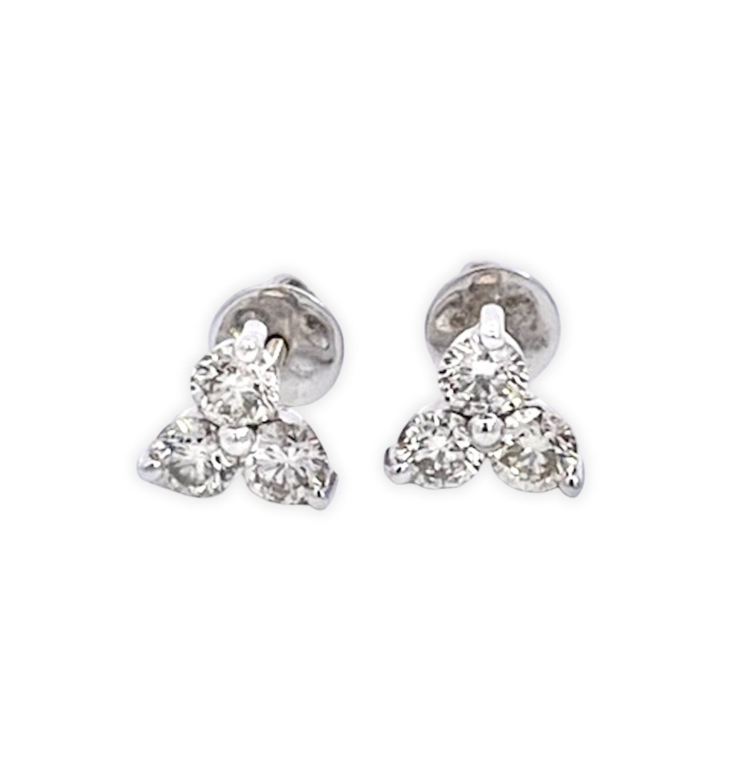 Triple diamond earrings, screw back