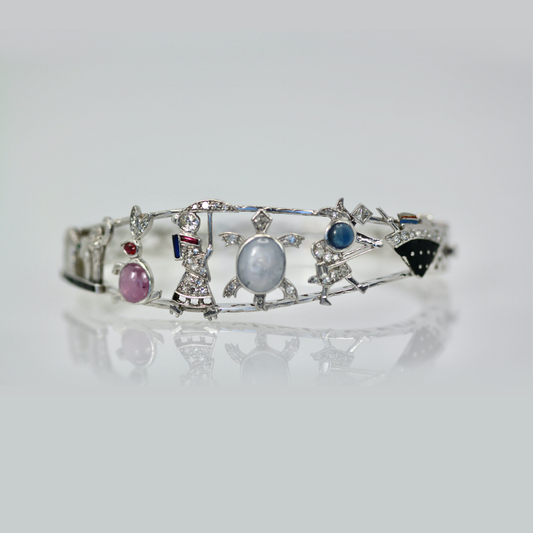 Deco-style platinum bracelet