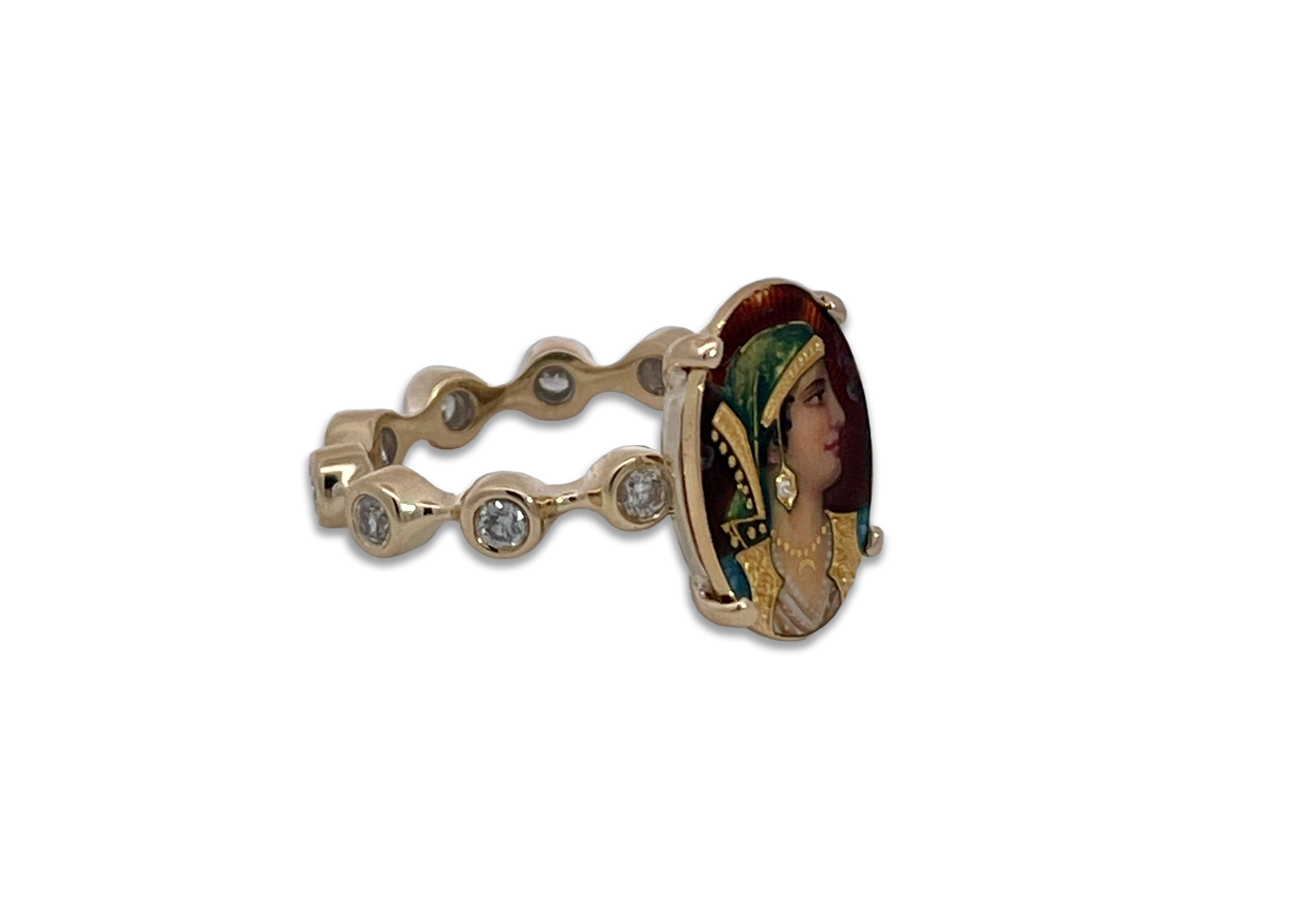 Enamel Athena face ring

