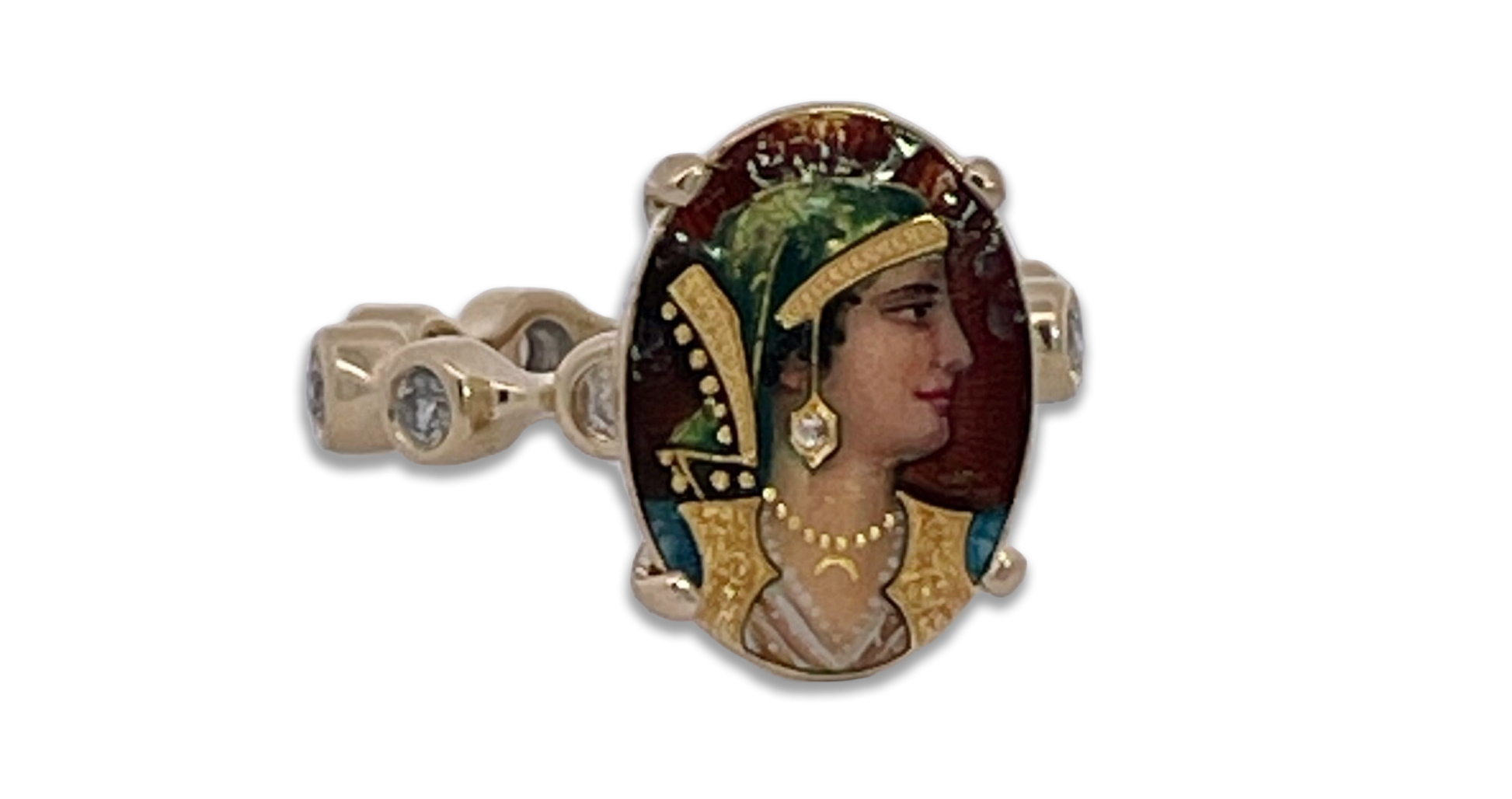 Portrait ring of Athena, 14K