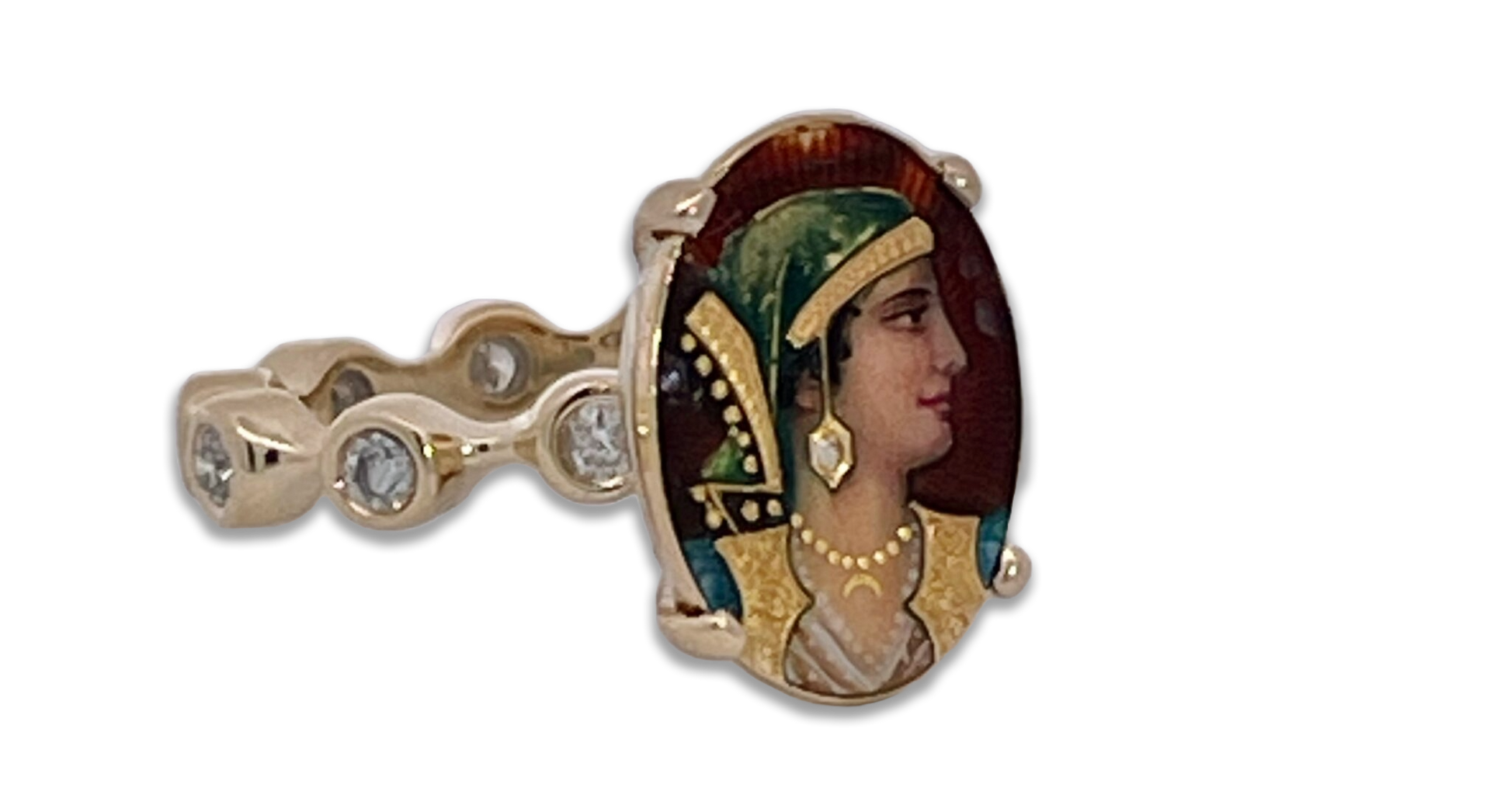 Enamel Athena face ring

