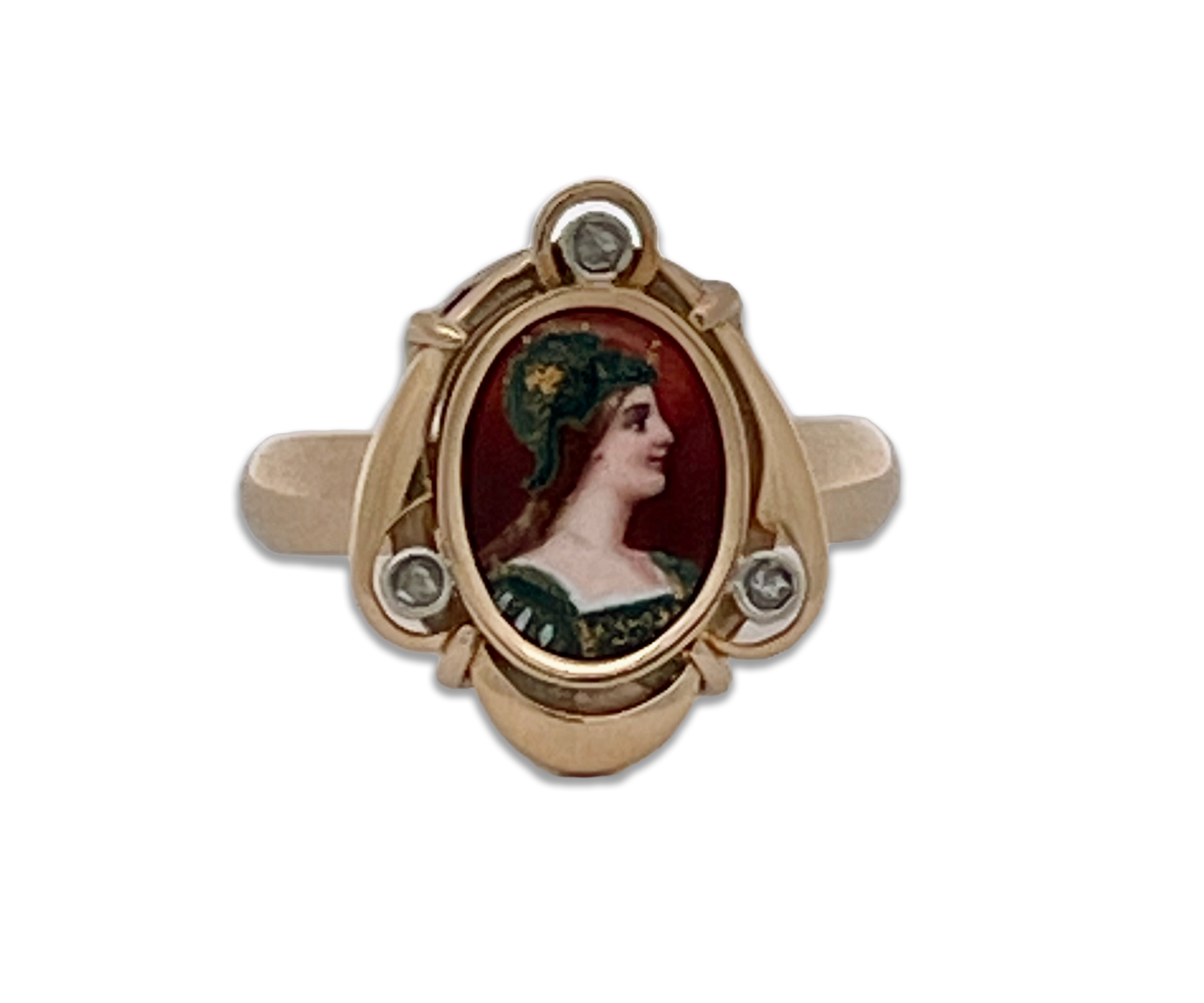 Yellow gold Athena portrait