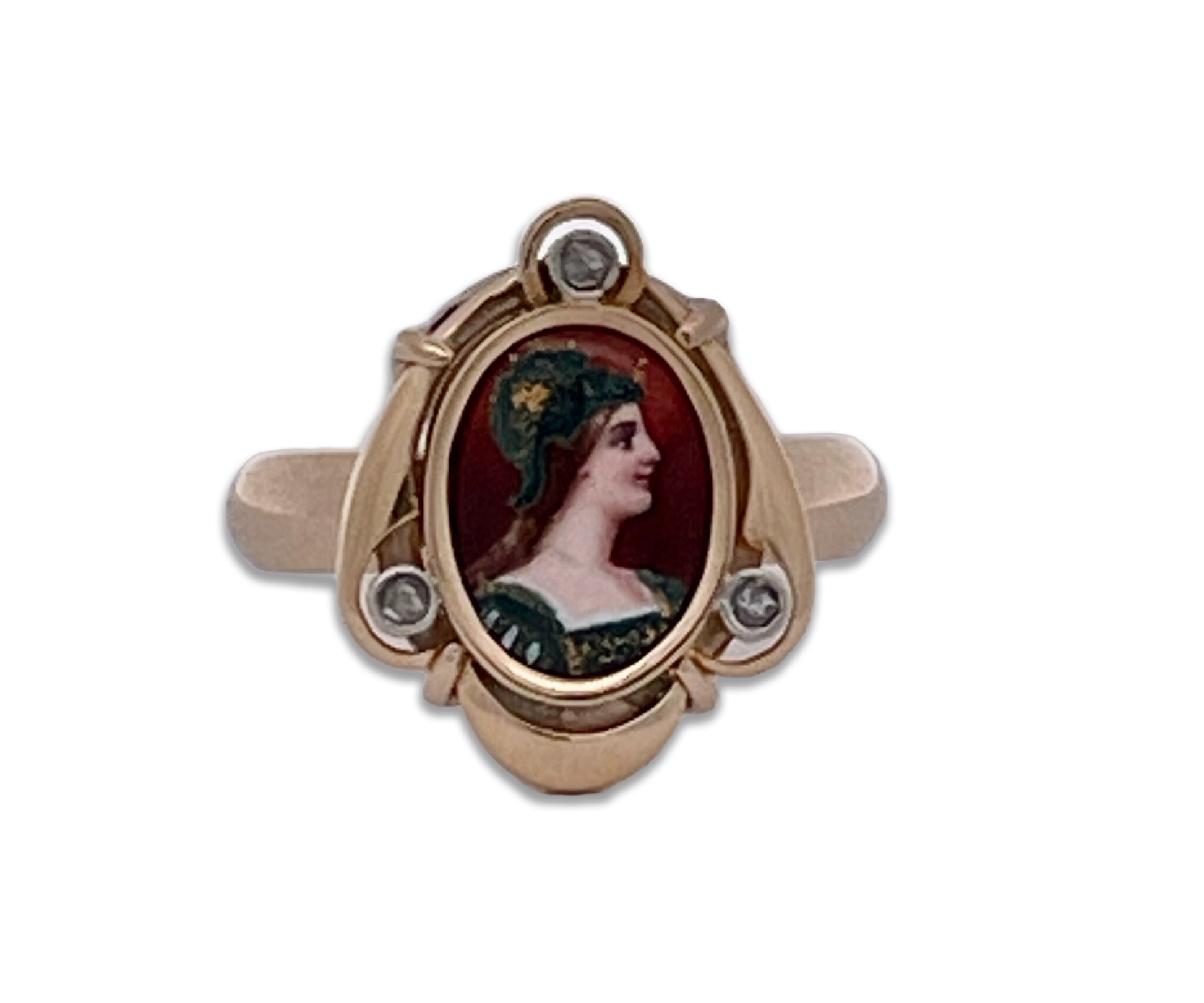 14K enamel Athena head
