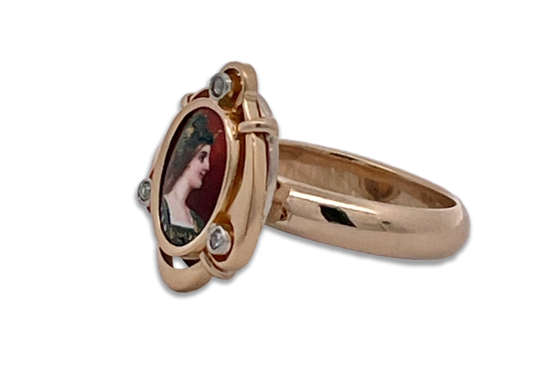 Athena enamel pendant, 14K