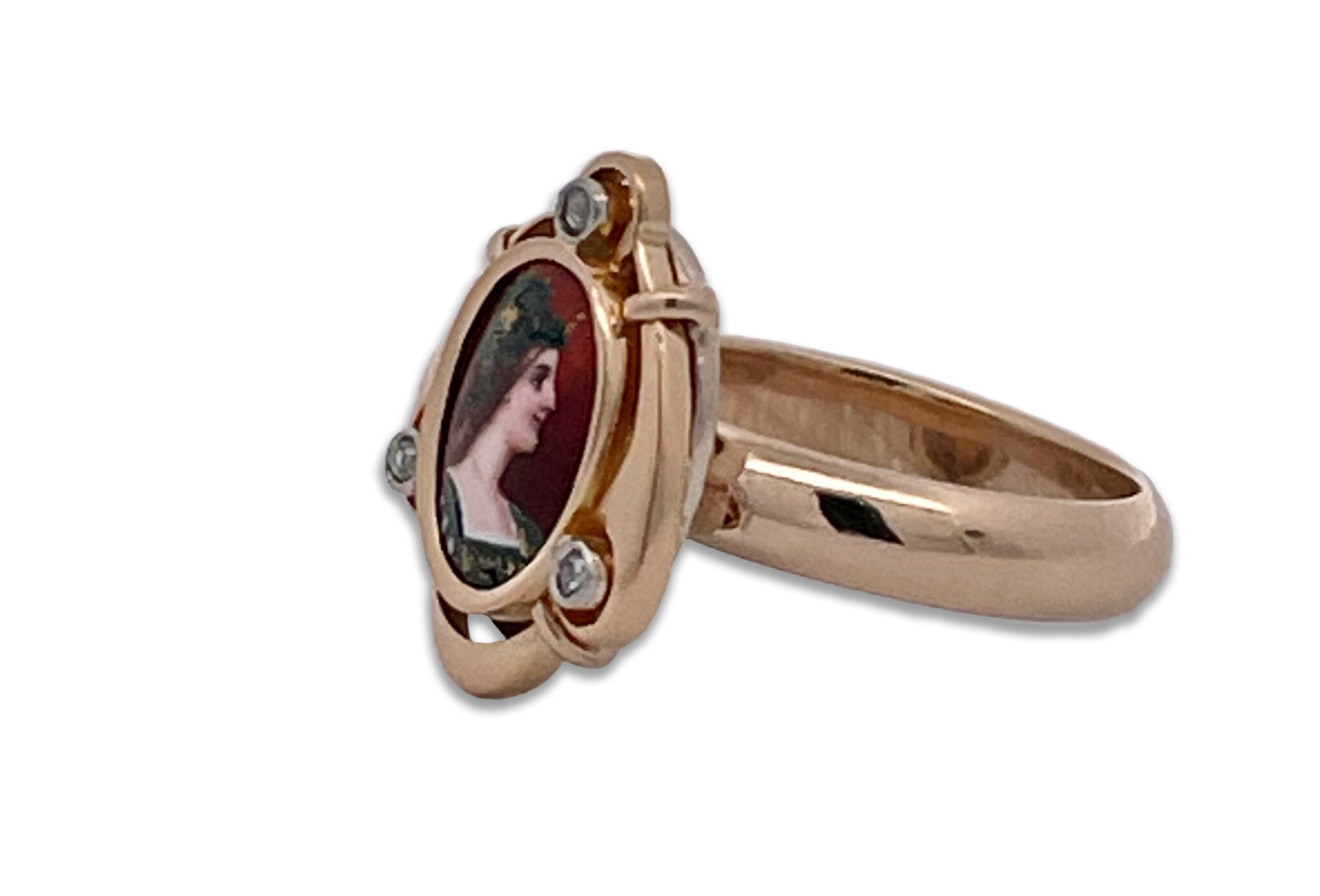 Enamel Athena face in gold