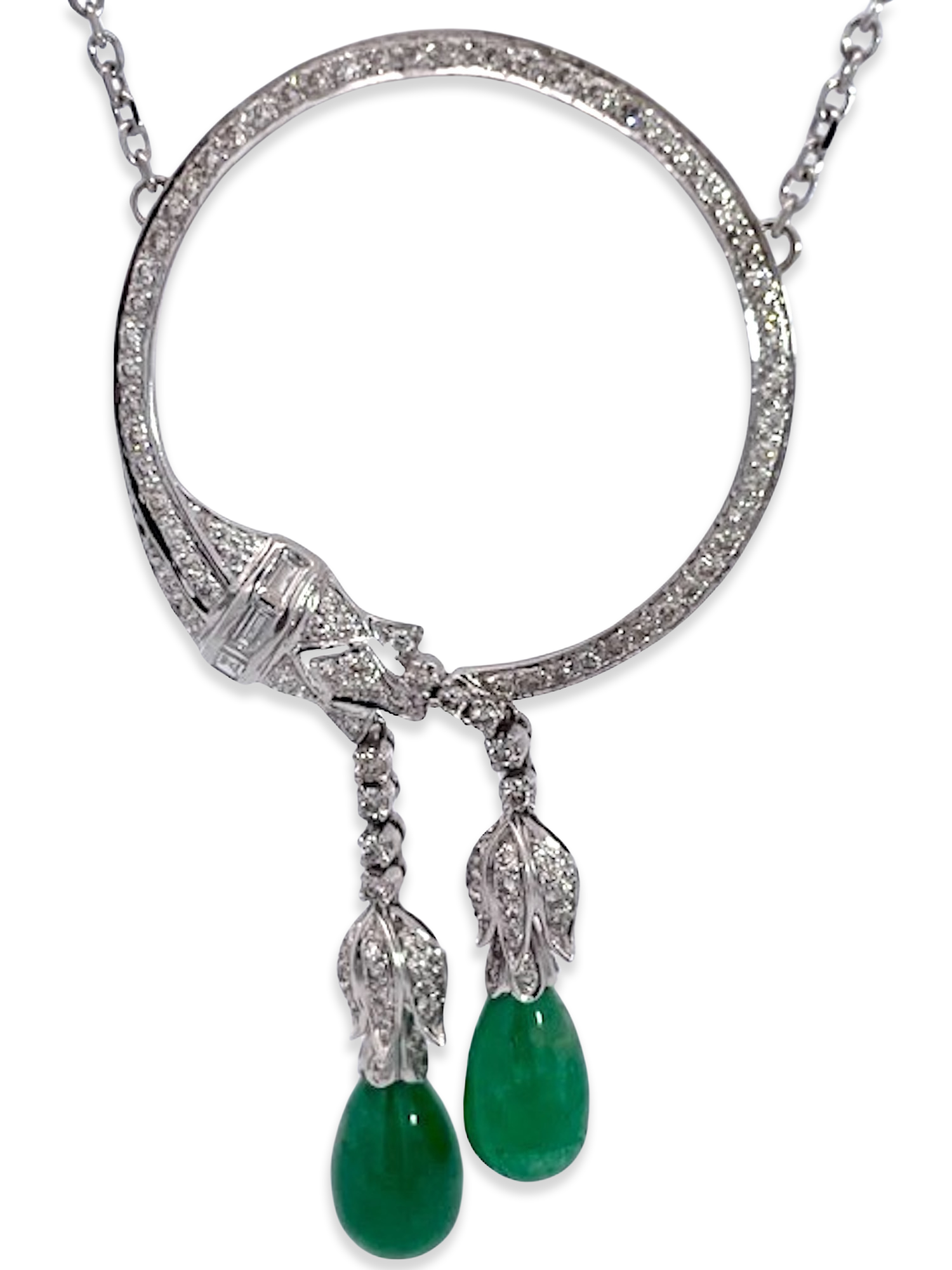 Encrusted circle pin, 18K gold